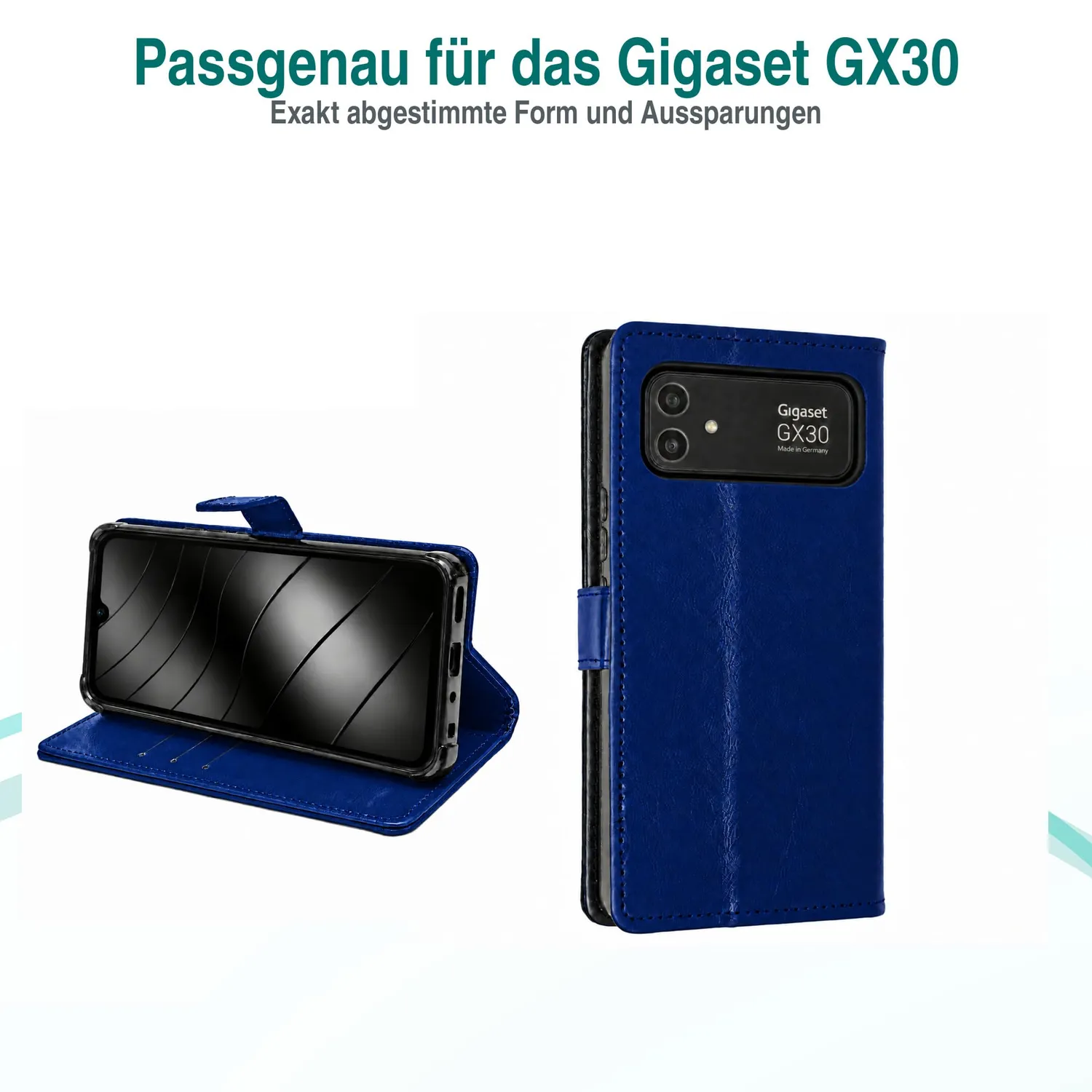 caseroxx Bookstyle custodia Gigaset GX30 azzurro carte