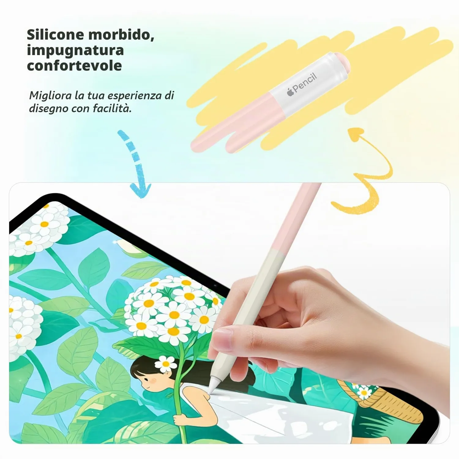 MoKo Apple Pencil USB-C cover silicone rosa latte