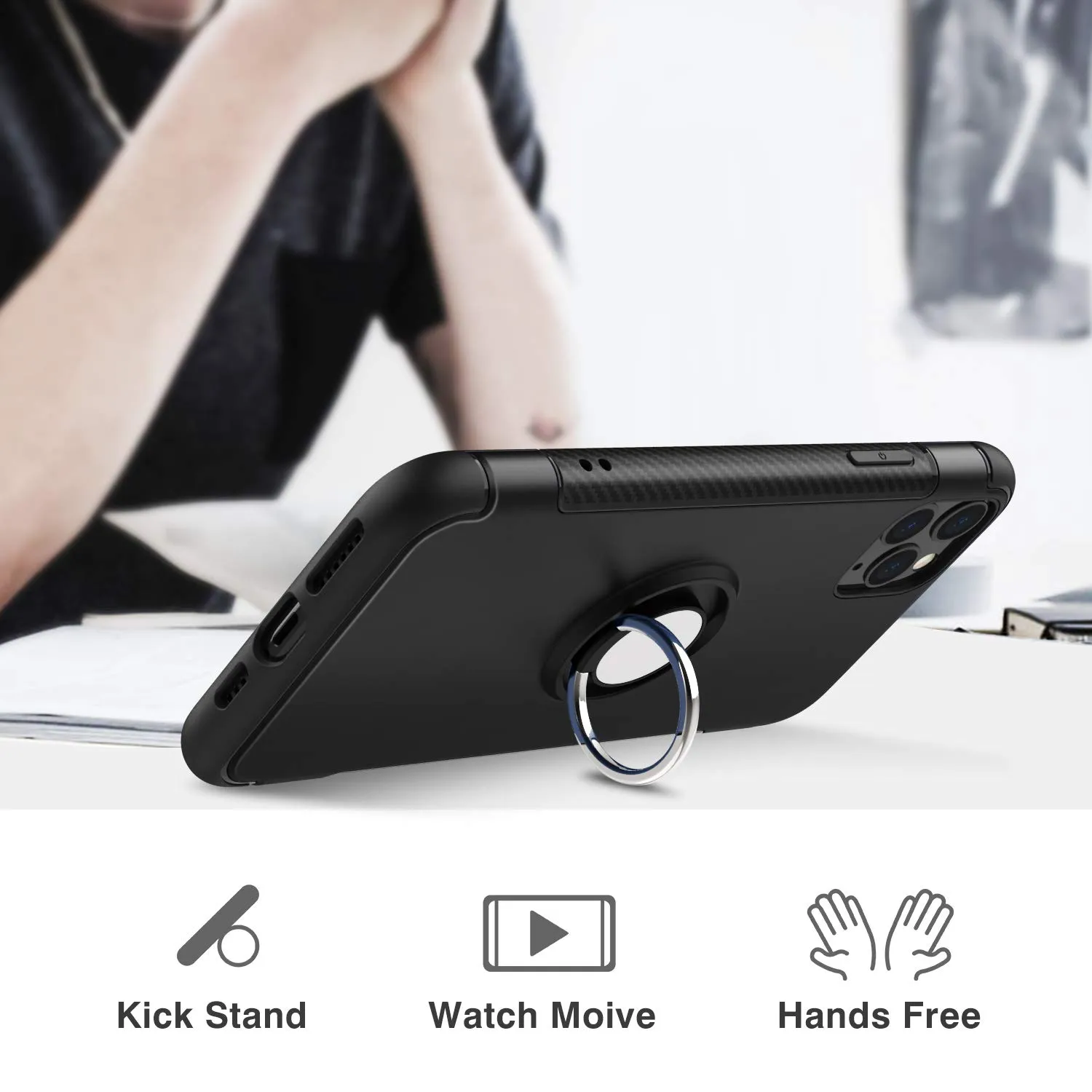 MoKo Holster Cover per iPhone 11 Pro Max nero cavalletto antiurto