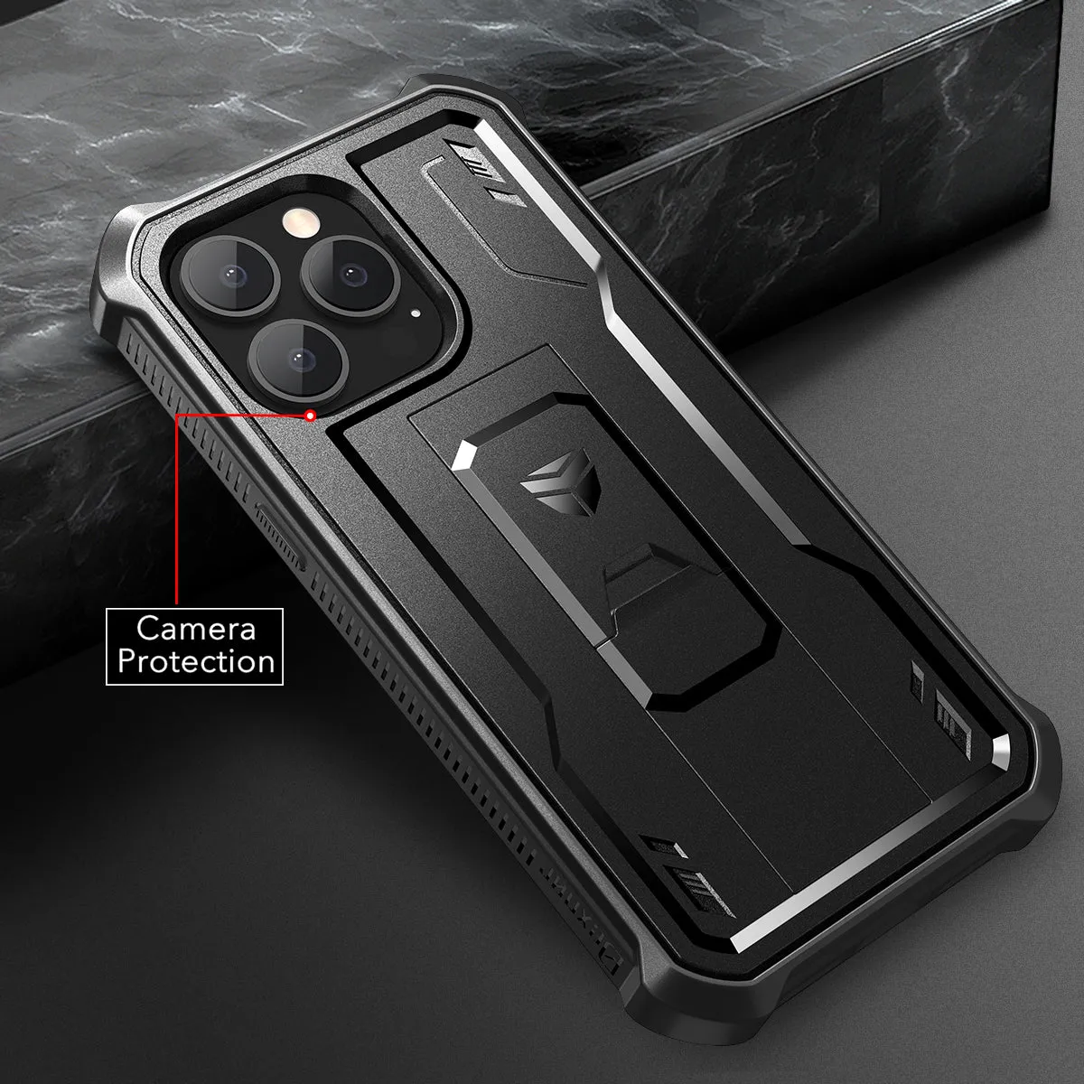 Dexnor iPhone 13 Pro custodia nera antiurto con cavalletto