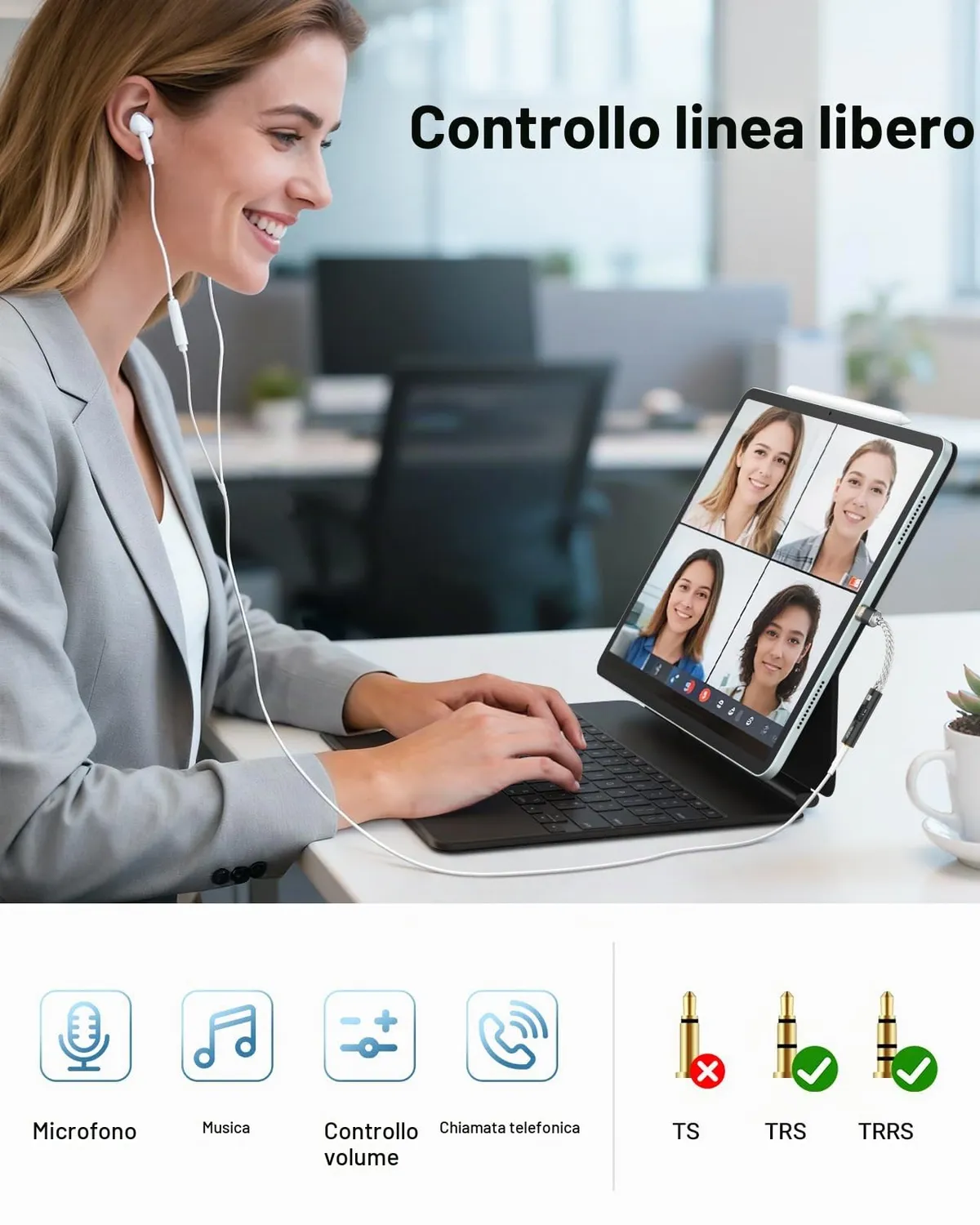 MoKo Adattatore USB-C Jack 3.5mm DAC Hi-Res Nero con USB