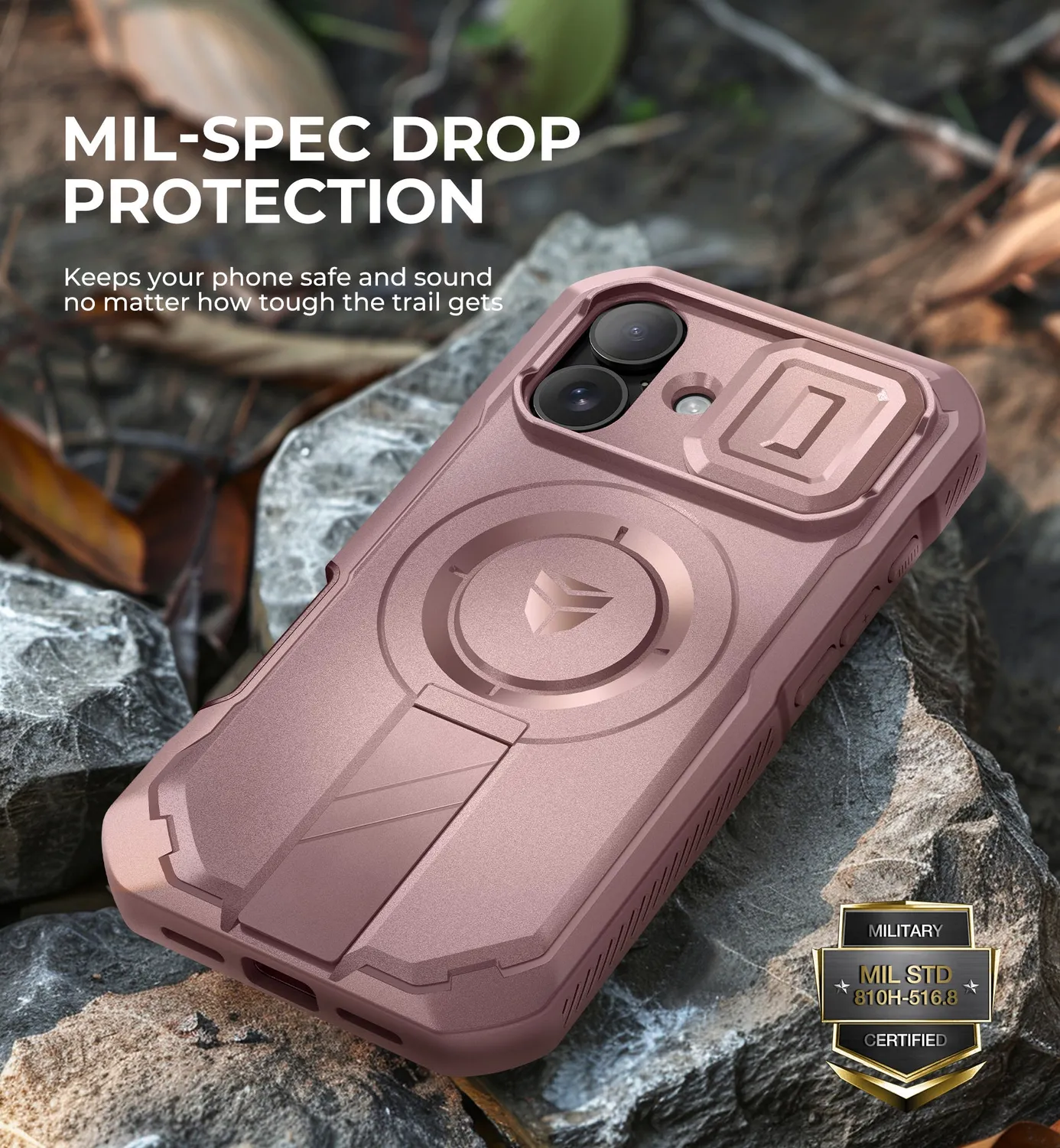 Dexnor cover iPhone 16 rosa MagSafe con stand