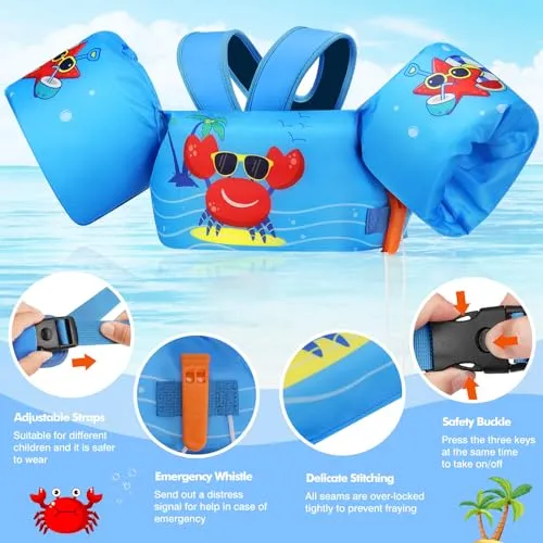 MoKo Gilet Nuoto Bambini 20-50lbs Blu Granchi