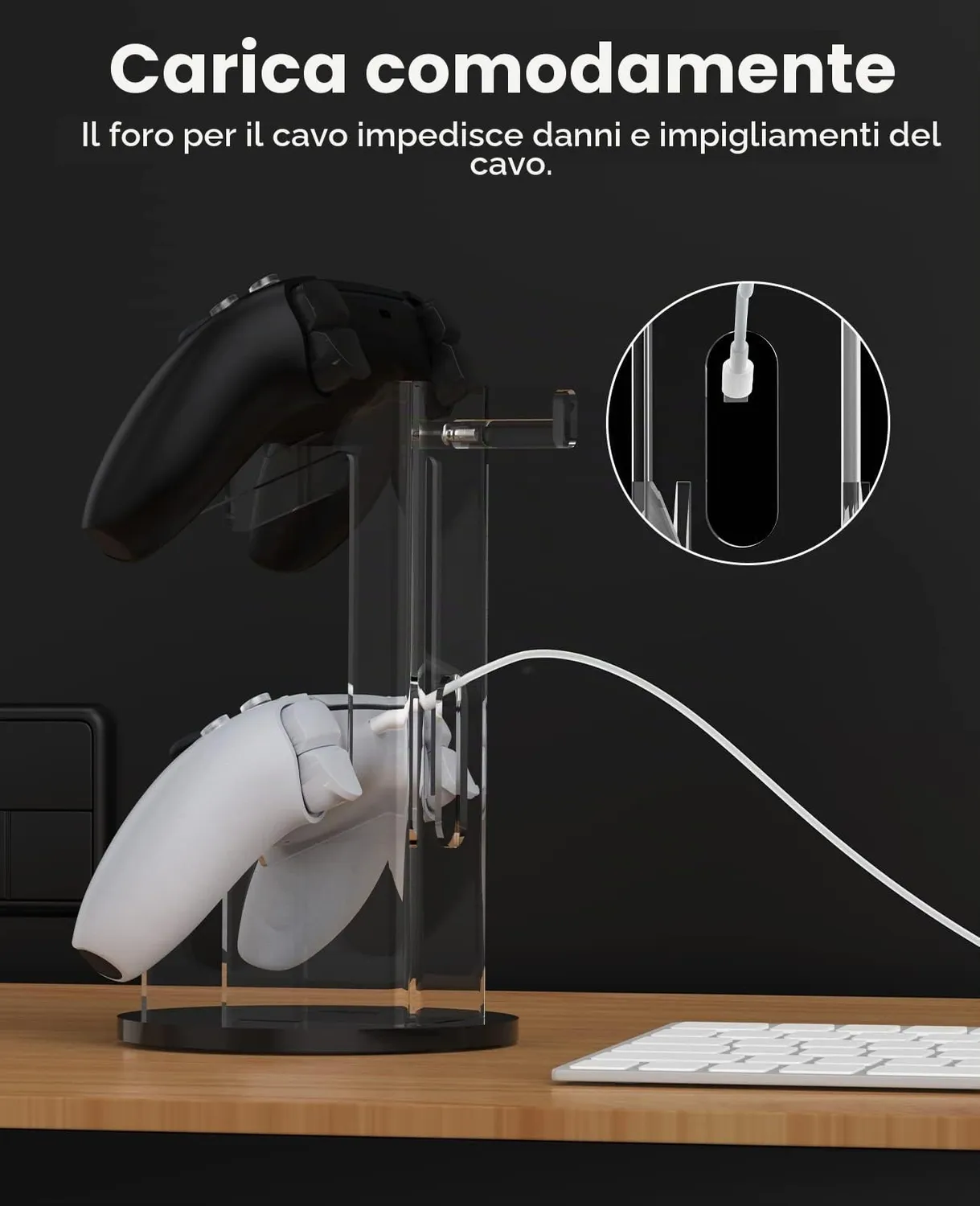 MoKo supporto controller e cuffie nero trasparente 2in1