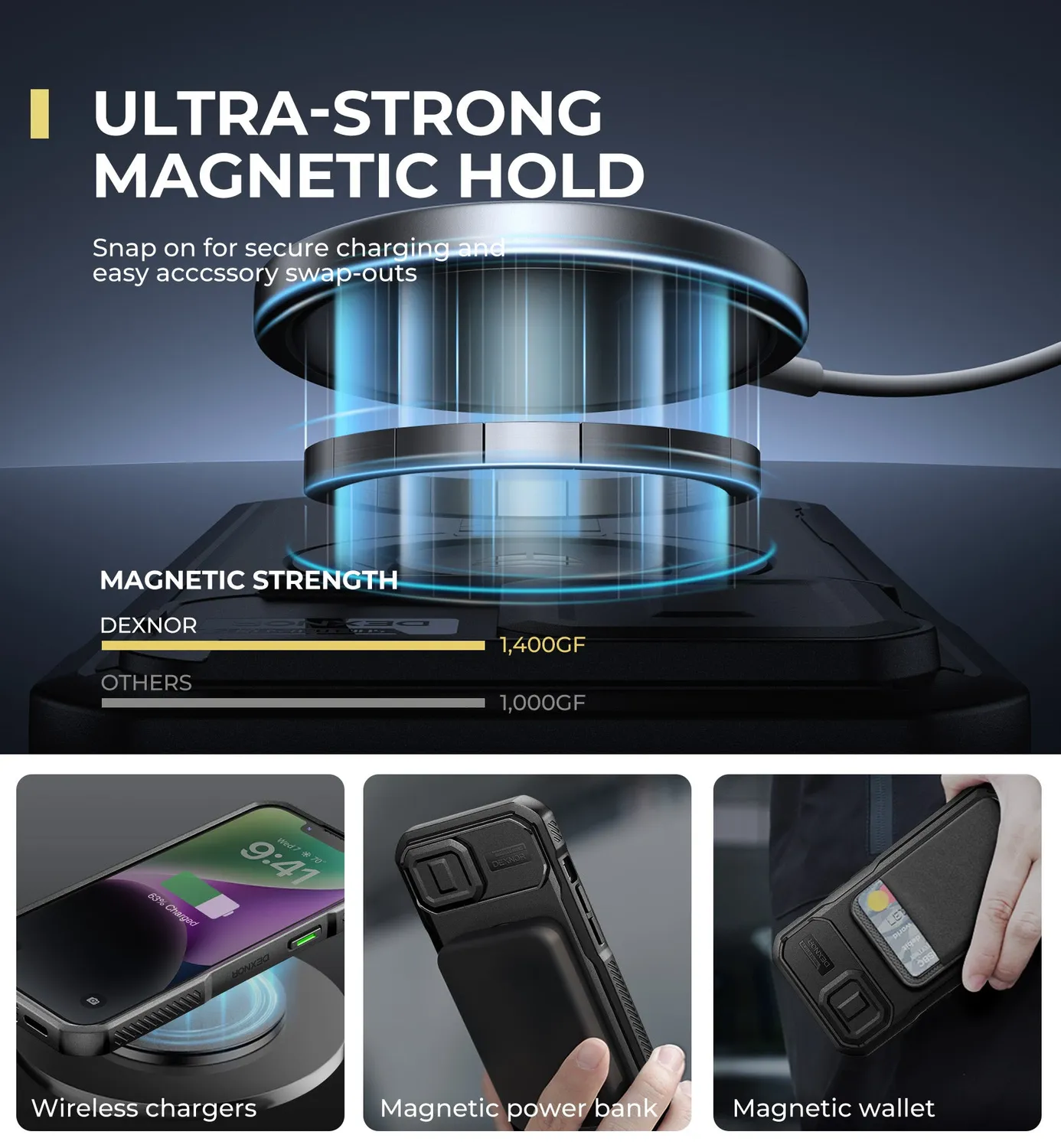 Dexnor iPhone 14 cover antiurto MagSafe con stand nera