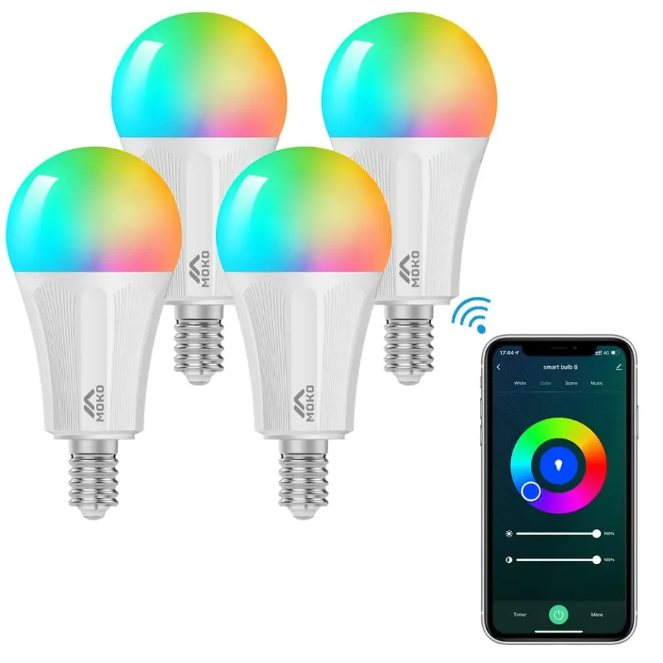 MoKo E14 9W lampadine LED smart RGB 4 pezzi dimmerabili
