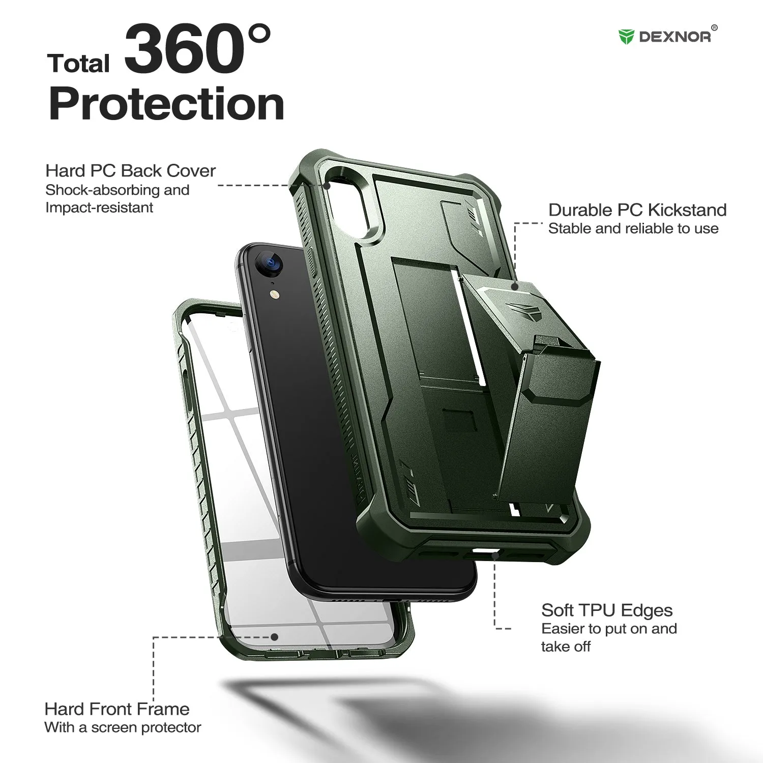 Dexnor iPhone XR cover antishock nera con pellicola
