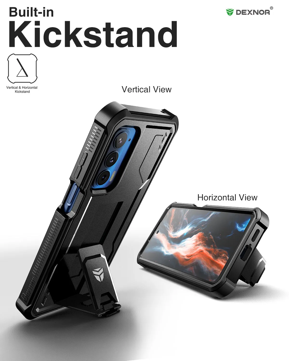 Dexnor Moto Edge 2021 custodia nera con stand