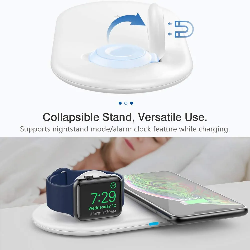 MoKo 2 in 1 stazione ricarica wireless Qi 10W Apple Watch