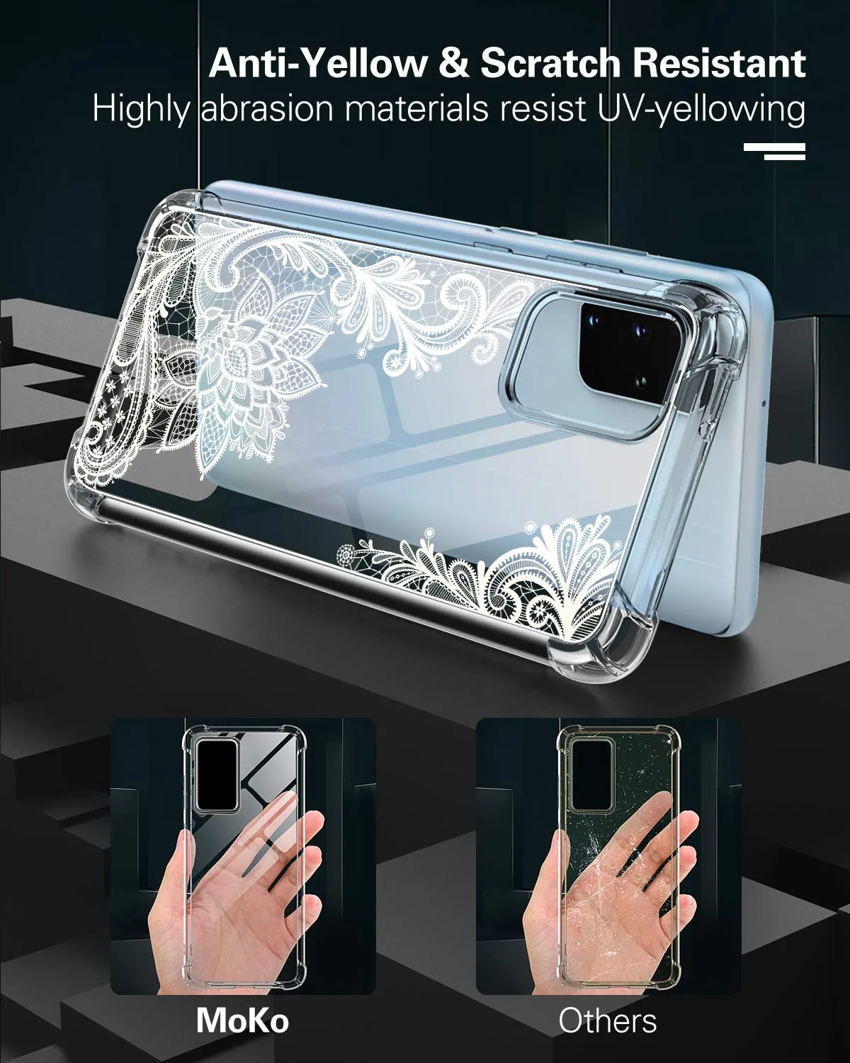 MoKo Galaxy S20 Plus cover rigida trasparente pizzo cristallo