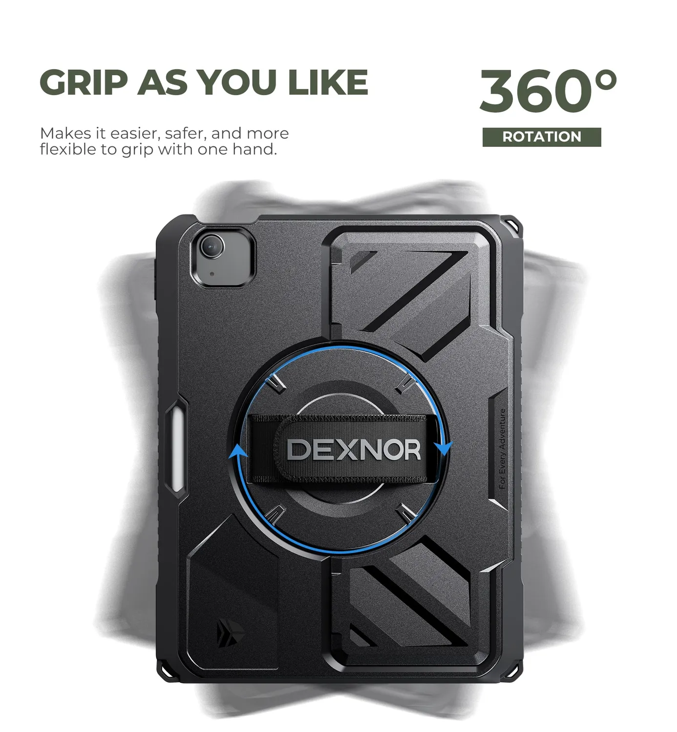 Dexnor iPad Air 11 M2 2024 custodia nera 360° con tracolla