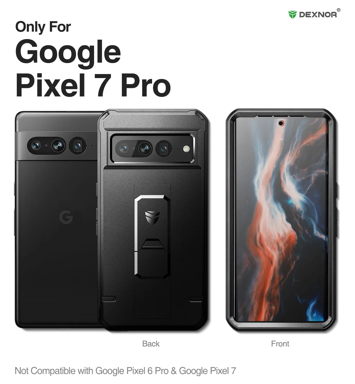 Dexnor cover Pixel 7 Pro nera rugged con pellicola