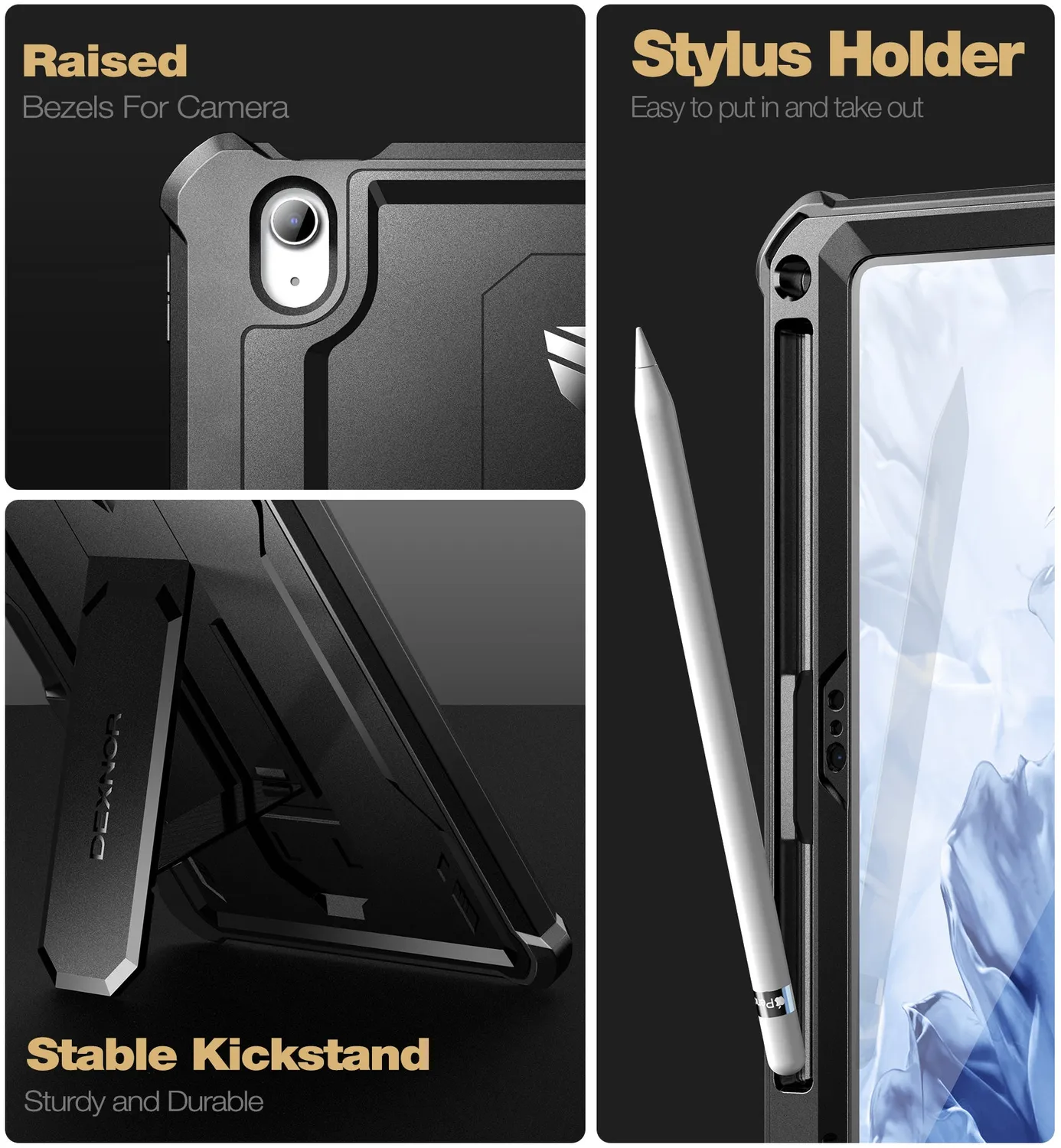 Dexnor iPad 2022 cover rugged con pellicola e stand