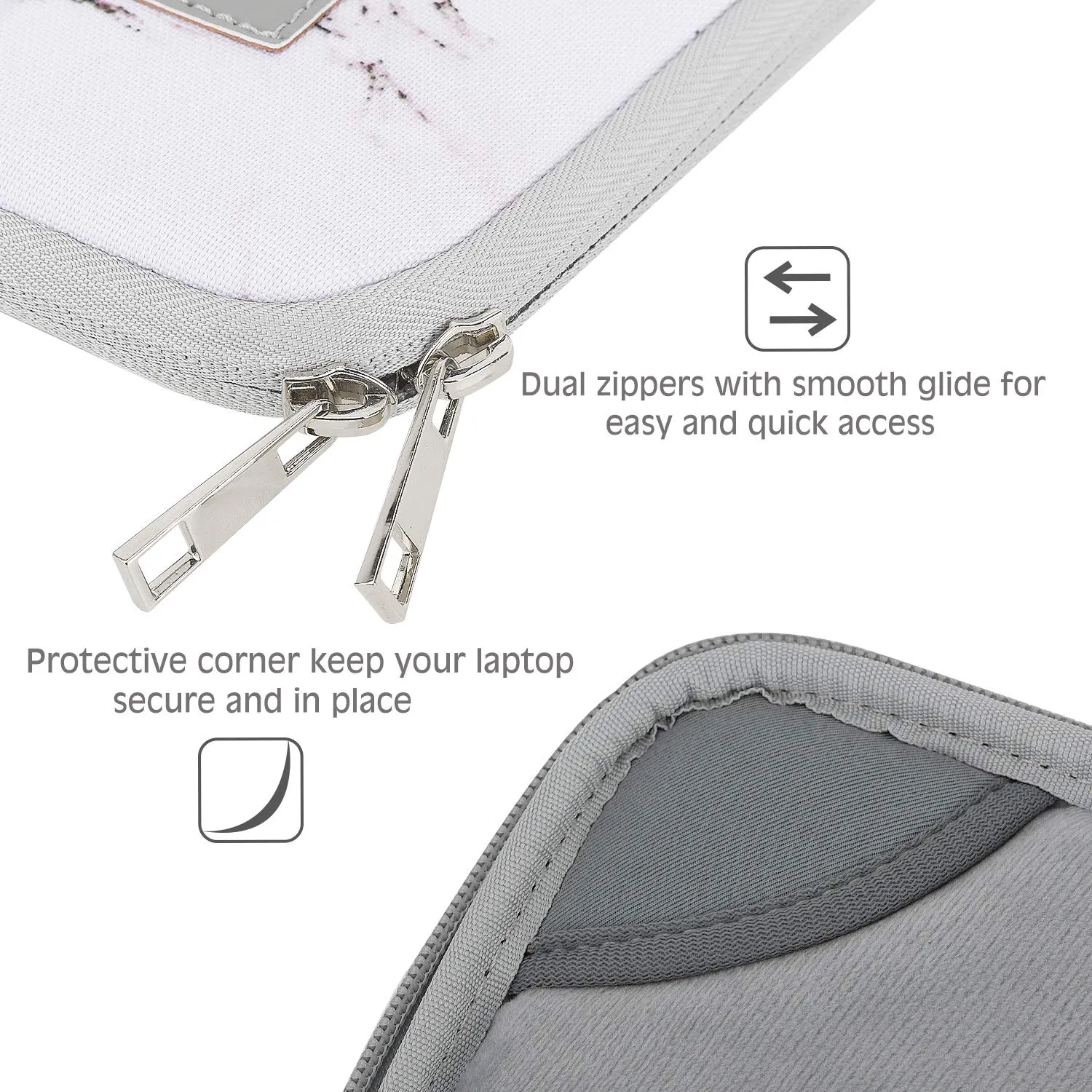 MoKo Borsa Laptop 13,3" Marmo con Maniglia e Tasca