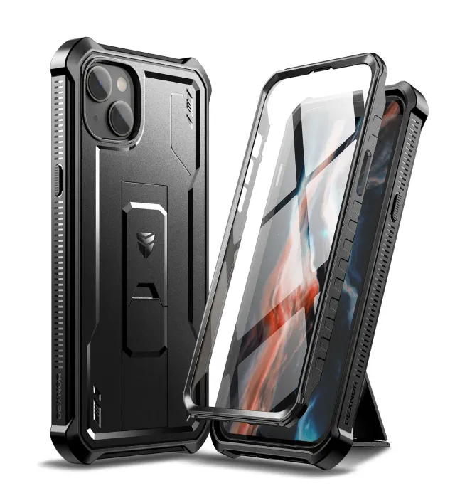 Dexnor iPhone 14 Plus cover nera antiurto con stand