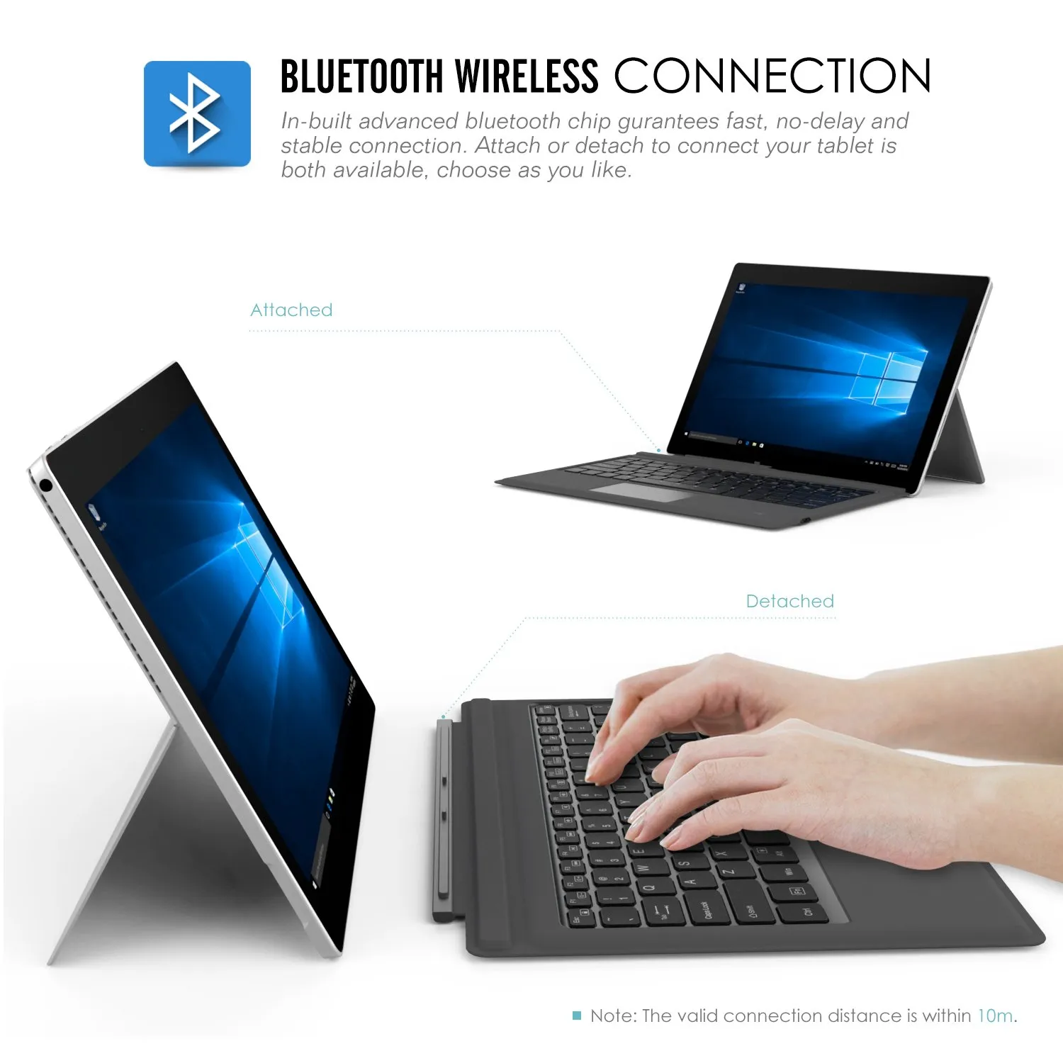 MoKo per Surface Pro 3-7 Plus tastiera bluetooth grigia retroilluminata