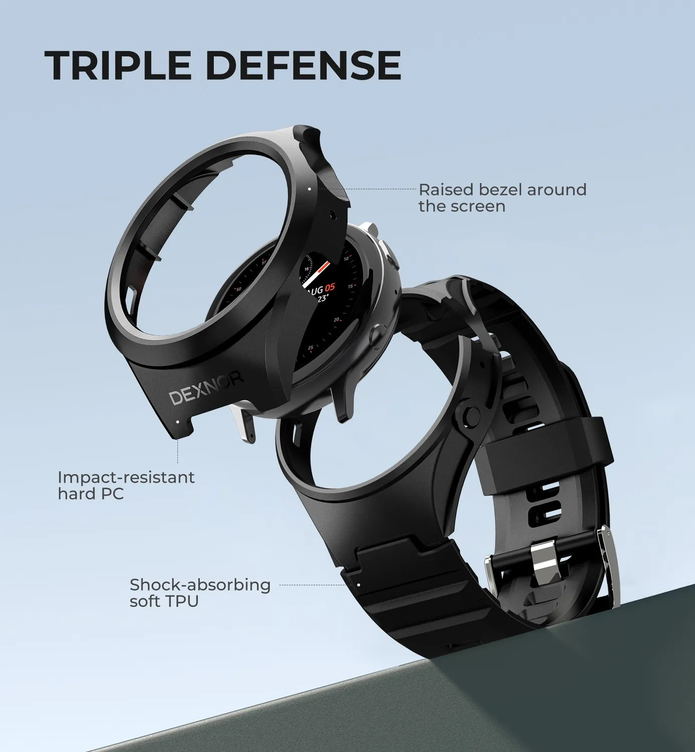 Dexnor Galaxy Watch Active 2 44mm cinturino nero silicone