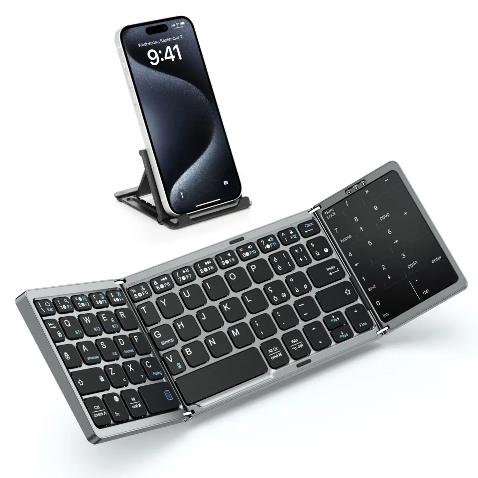 MoKo Tastiera Pieghevole Bluetooth Italiana Touchpad Nero