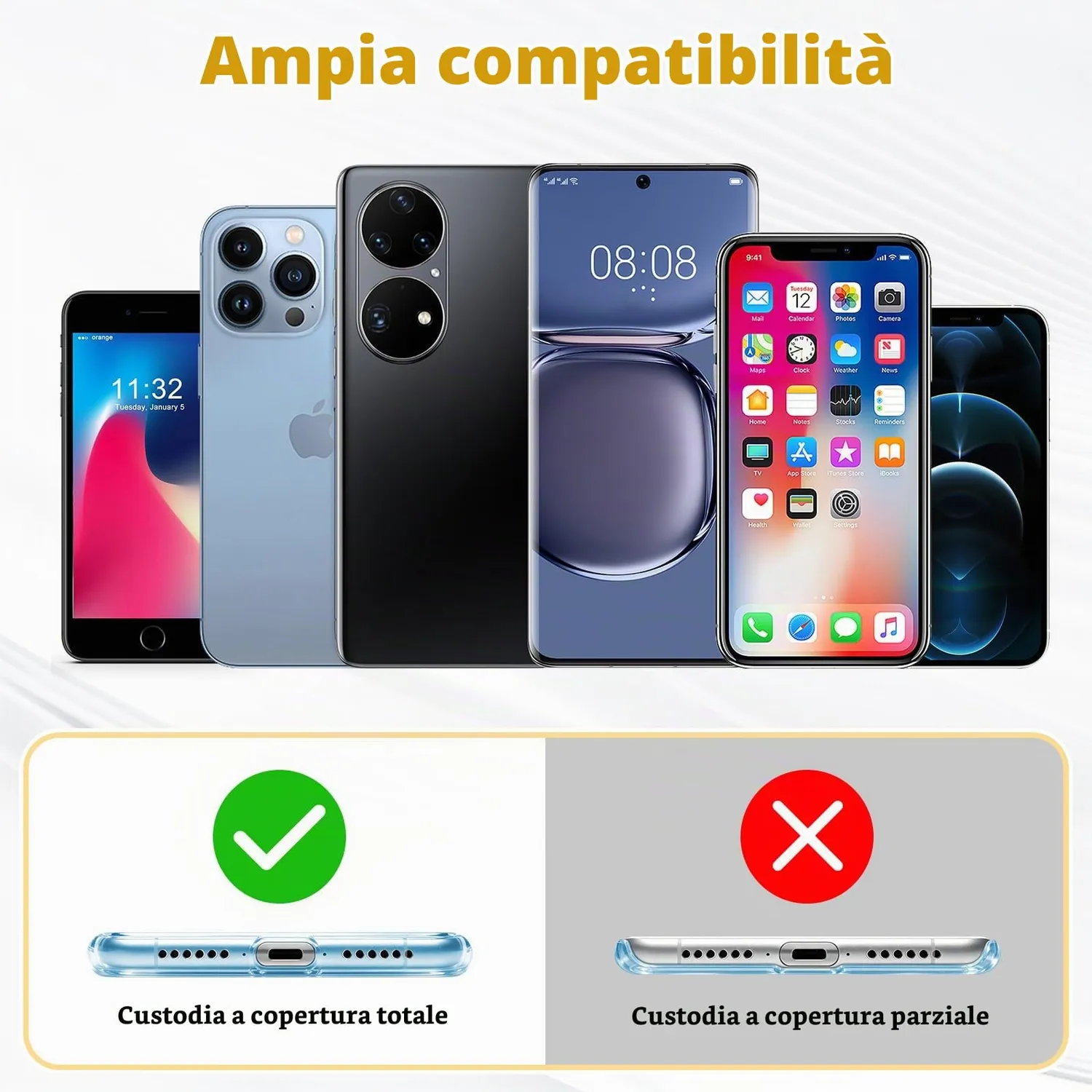 MoKo Tether Tab 360° Gancio Laccetto Telefono argento 6 pezzi inox