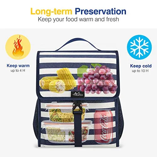 MoKo Borsa Termica Porta Pranzo Strisce Bianche e Blu Pieghevole