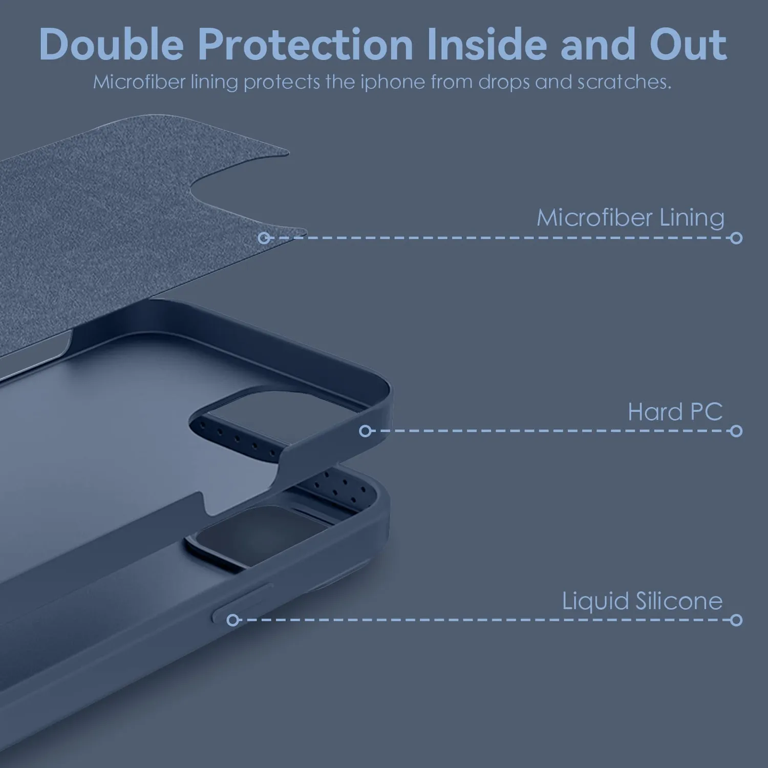 CloudValley iPhone 14 Pro cover silicone blu fotocamera
