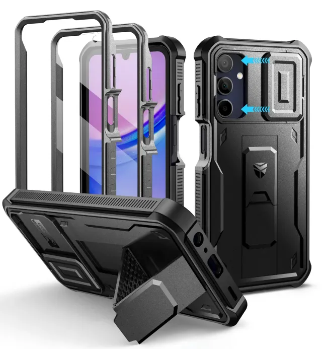 Dexnor Cover Samsung Galaxy A15 5G nera antishock 2 pellicole
