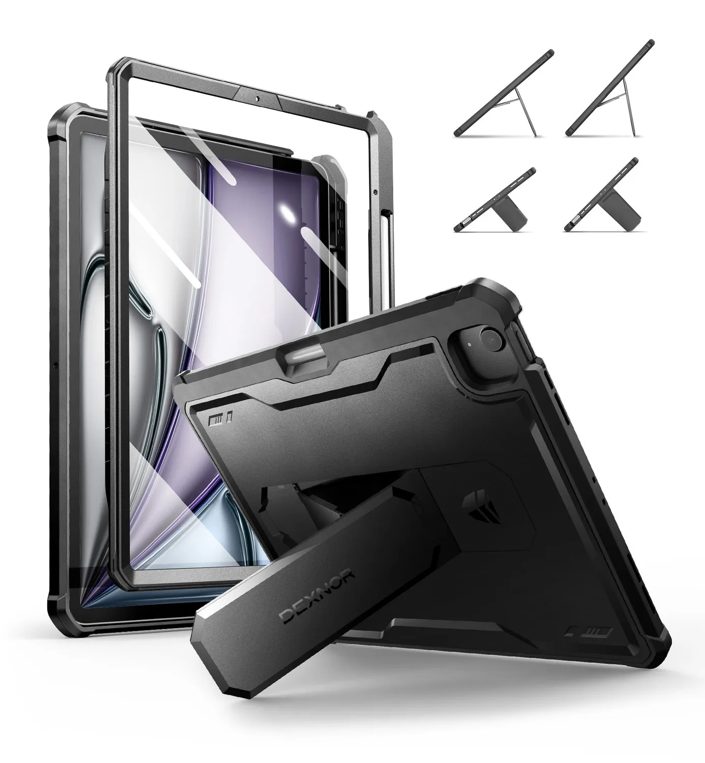 Dexnor iPad Air 13 2024 M2 custodia tablet nera antiurto