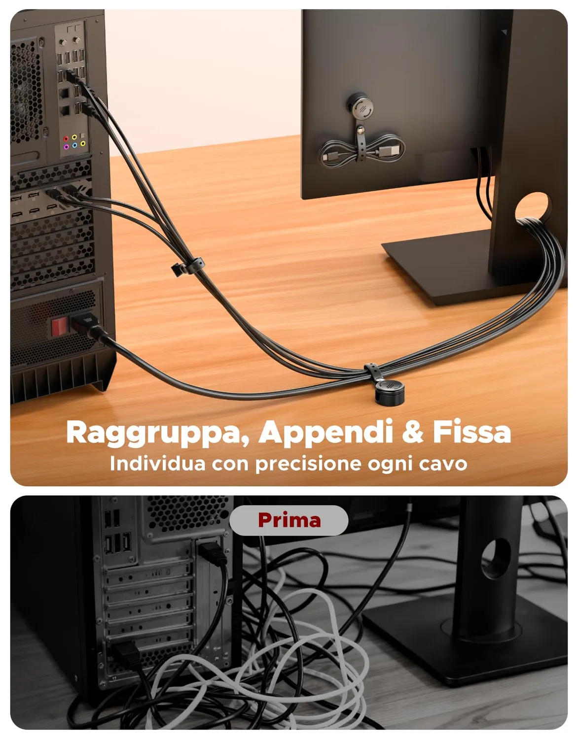 EOIWUY Fermacavi Adesivi 8 pezzi silicone magnetici neri