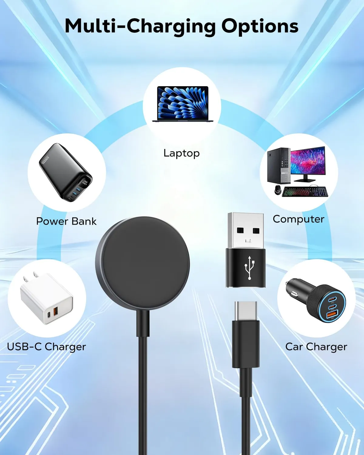 MoKo Galaxy Watch Caricatore USB-C Magnetico 2 in 1 1 Pezzo