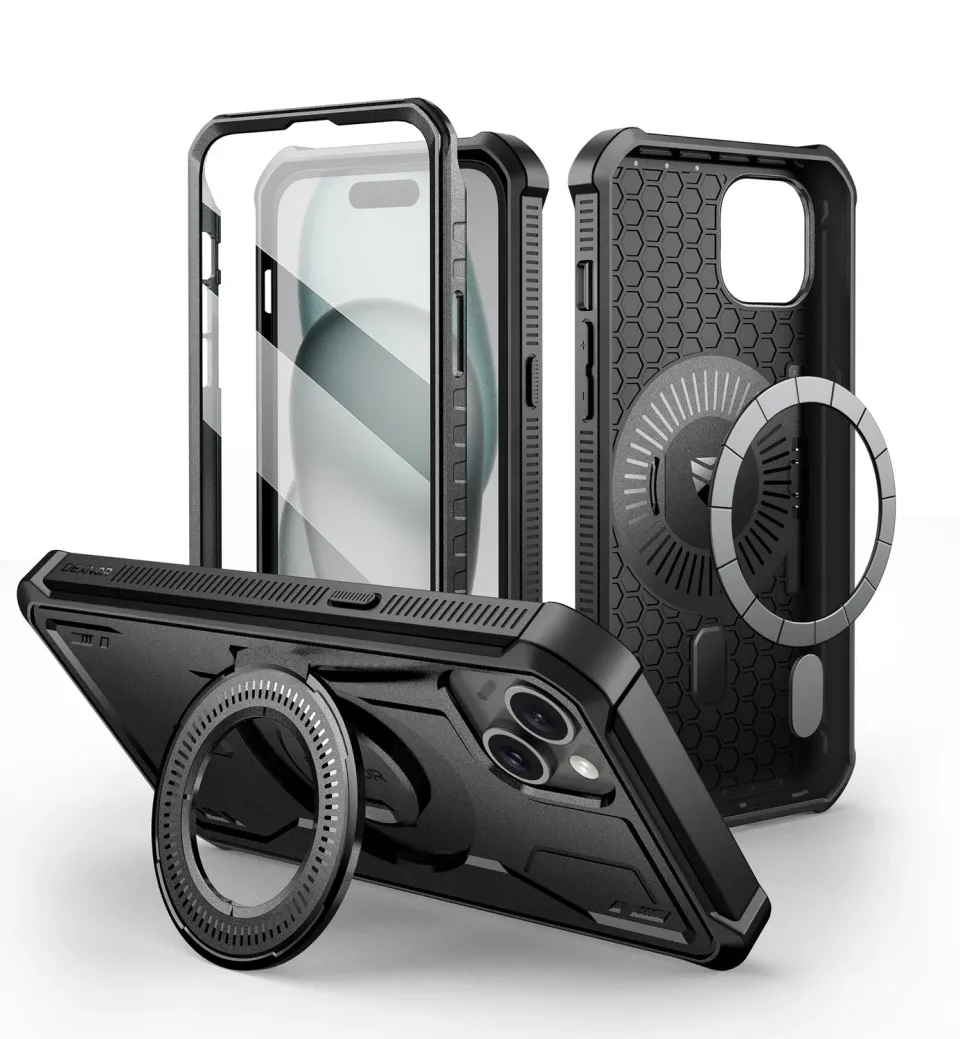 Dexnor iPhone 15 Plus 14 Plus cover antishock nera kickstand