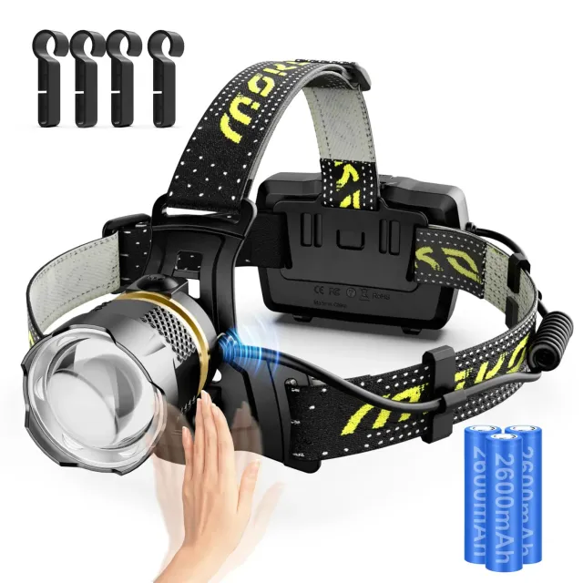 MoKo Lampada Frontale LED Ricaricabile 2600mAh IP68 Zoom