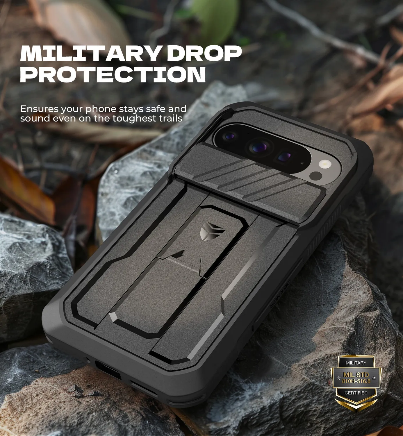 Dexnor Pixel 10 Pro XL cover nera kickstand protezione 360