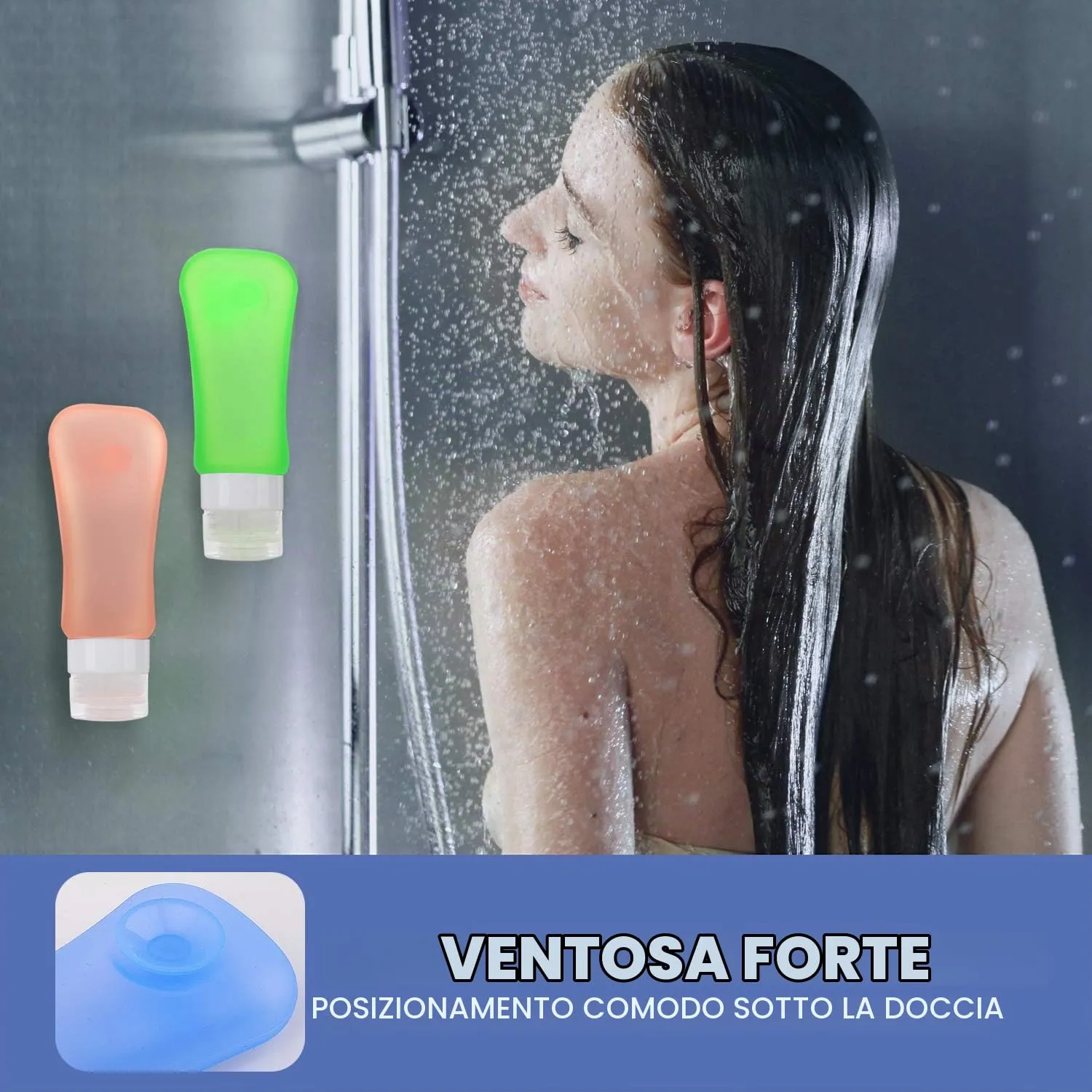 MoKo bottiglie viaggio silicone 89 ml set 4 pezzi BPA free