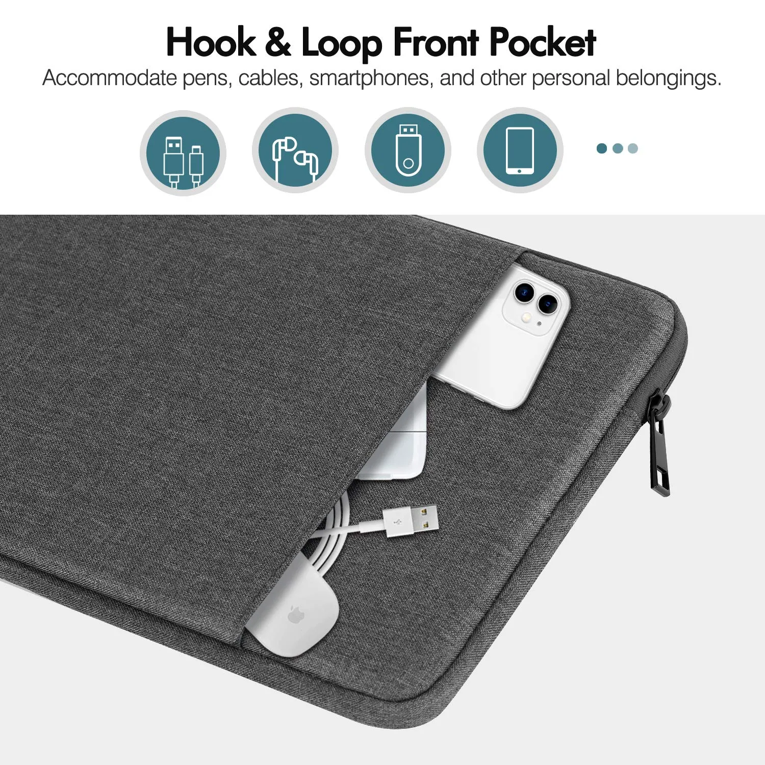 MoKo Custodia Tablet 9-11 Pollici Grigio Scuro Zip