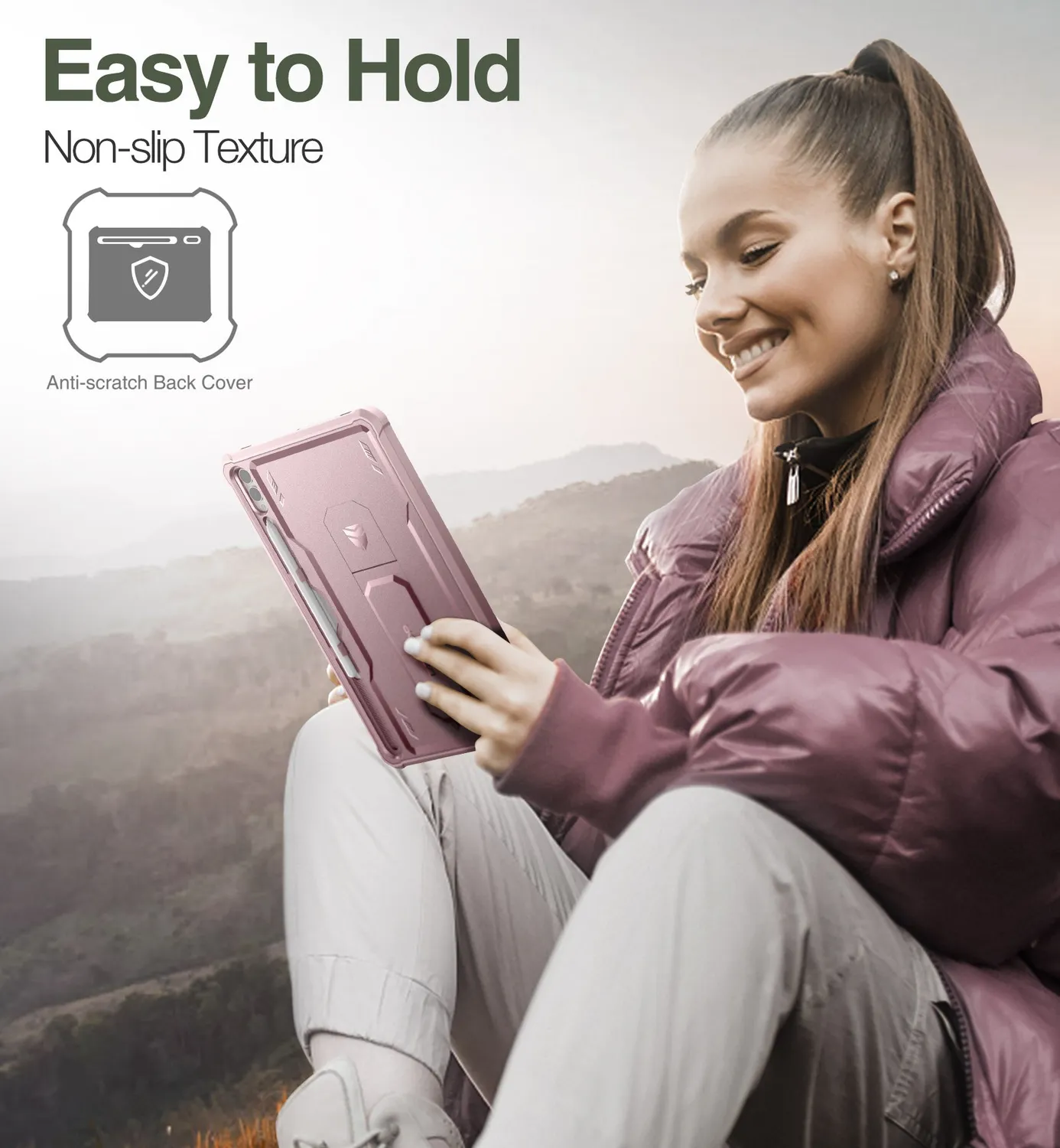 Dexnor Galaxy Tab S9 Plus custodia rugged rosa