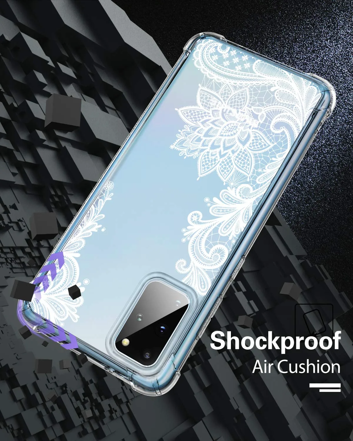 MoKo Galaxy S20 Plus cover rigida trasparente pizzo cristallo