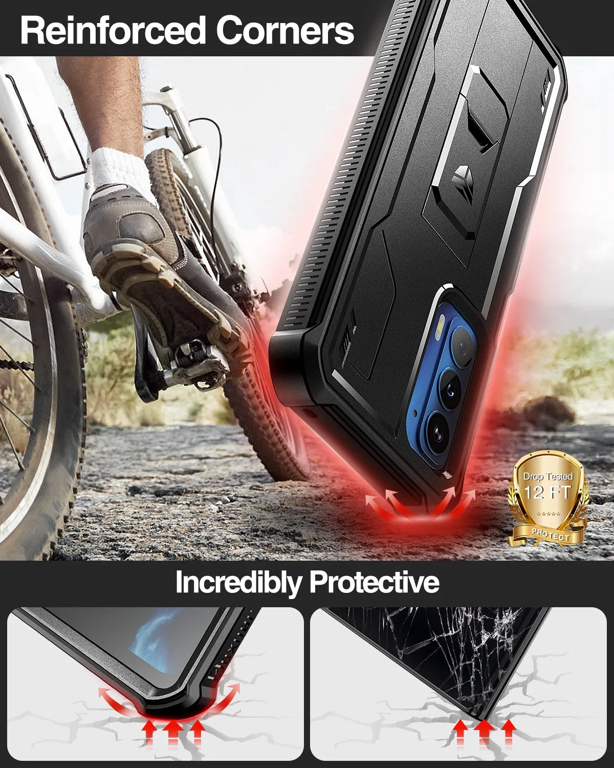 Dexnor Moto Edge 2021 custodia nera con stand