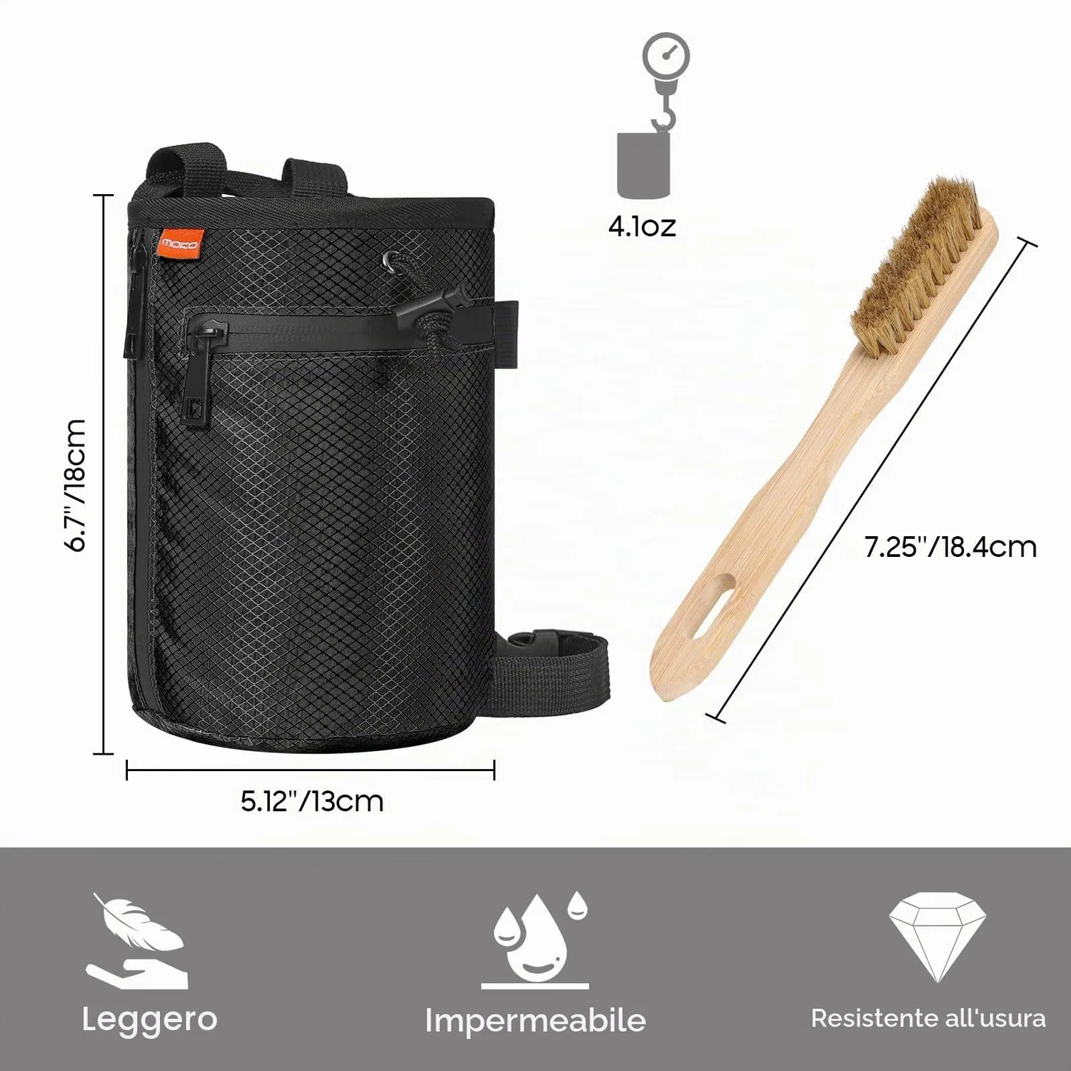 MoKo Borsa gesso arrampicata nera con cintura