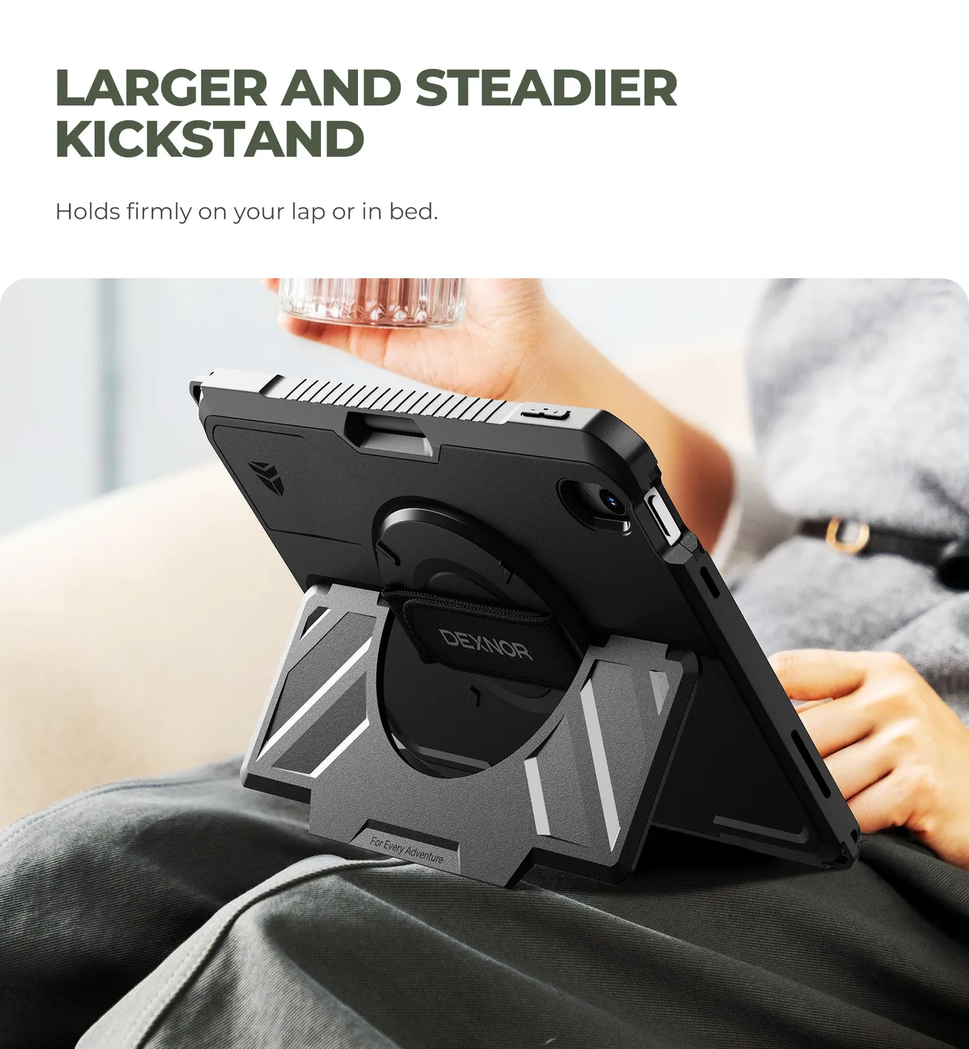 Dexnor iPad 10 10,9" custodia rugged nera mano
