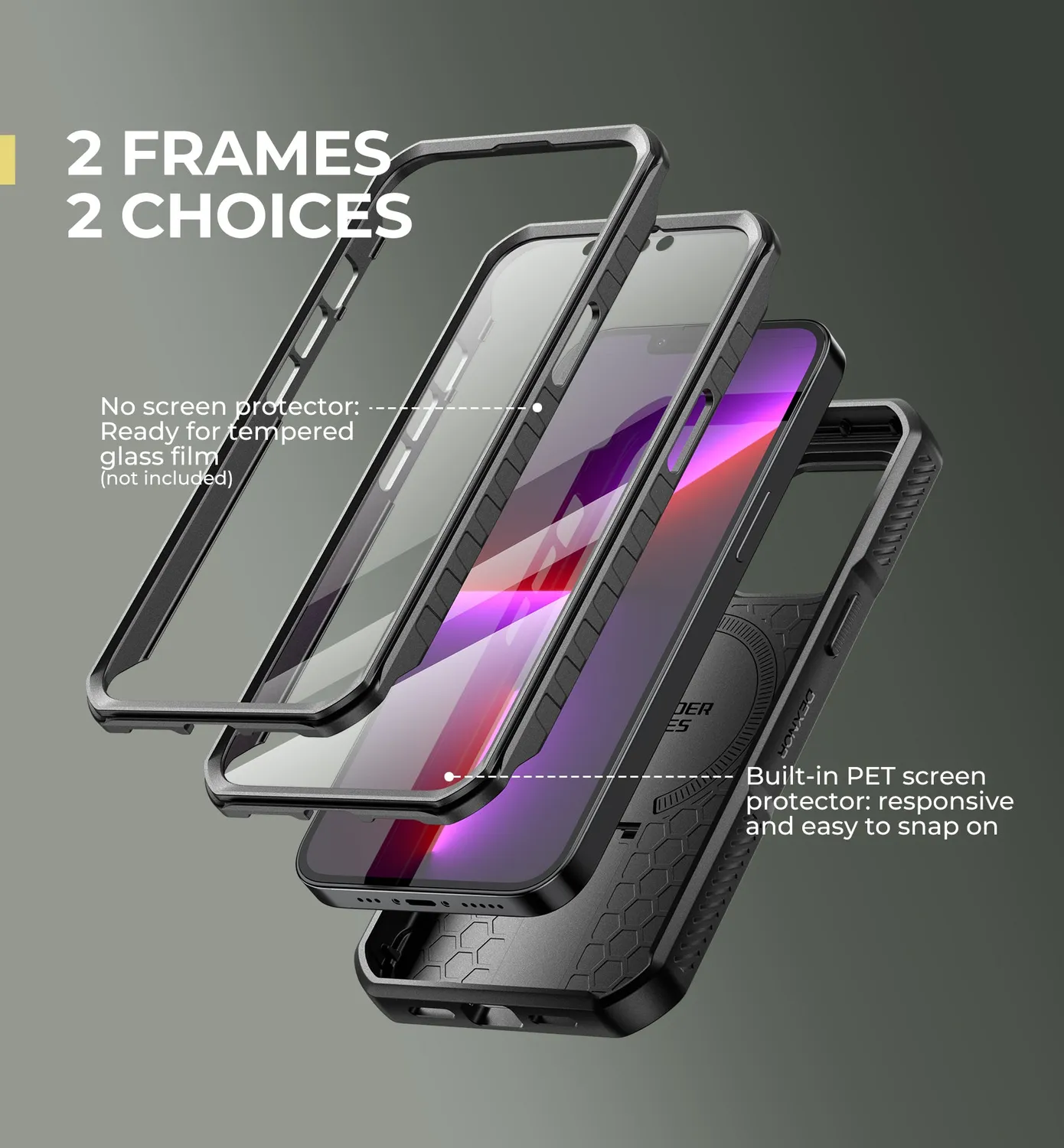 Dexnor iPhone 13 Pro cover nera con pellicola