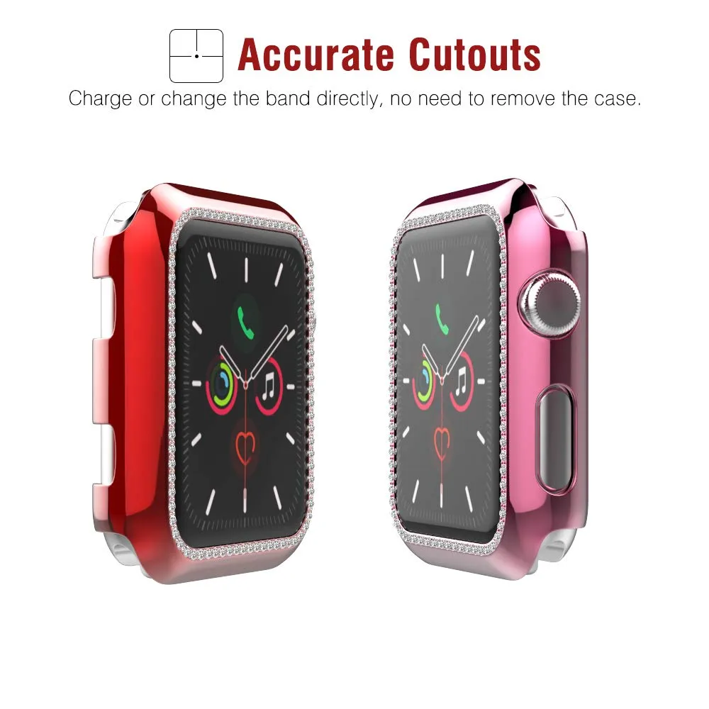 MoKo iWatch 38mm cover rosa rosso 2 pezzi brillanti