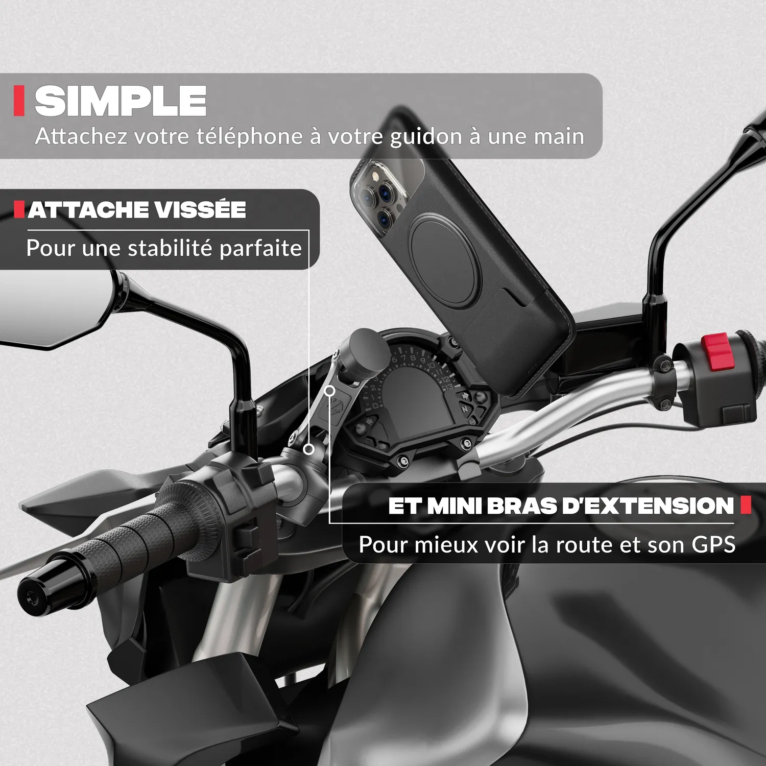 Shapeheart Moto Pro Boost Mini supporto moto con custodia XL