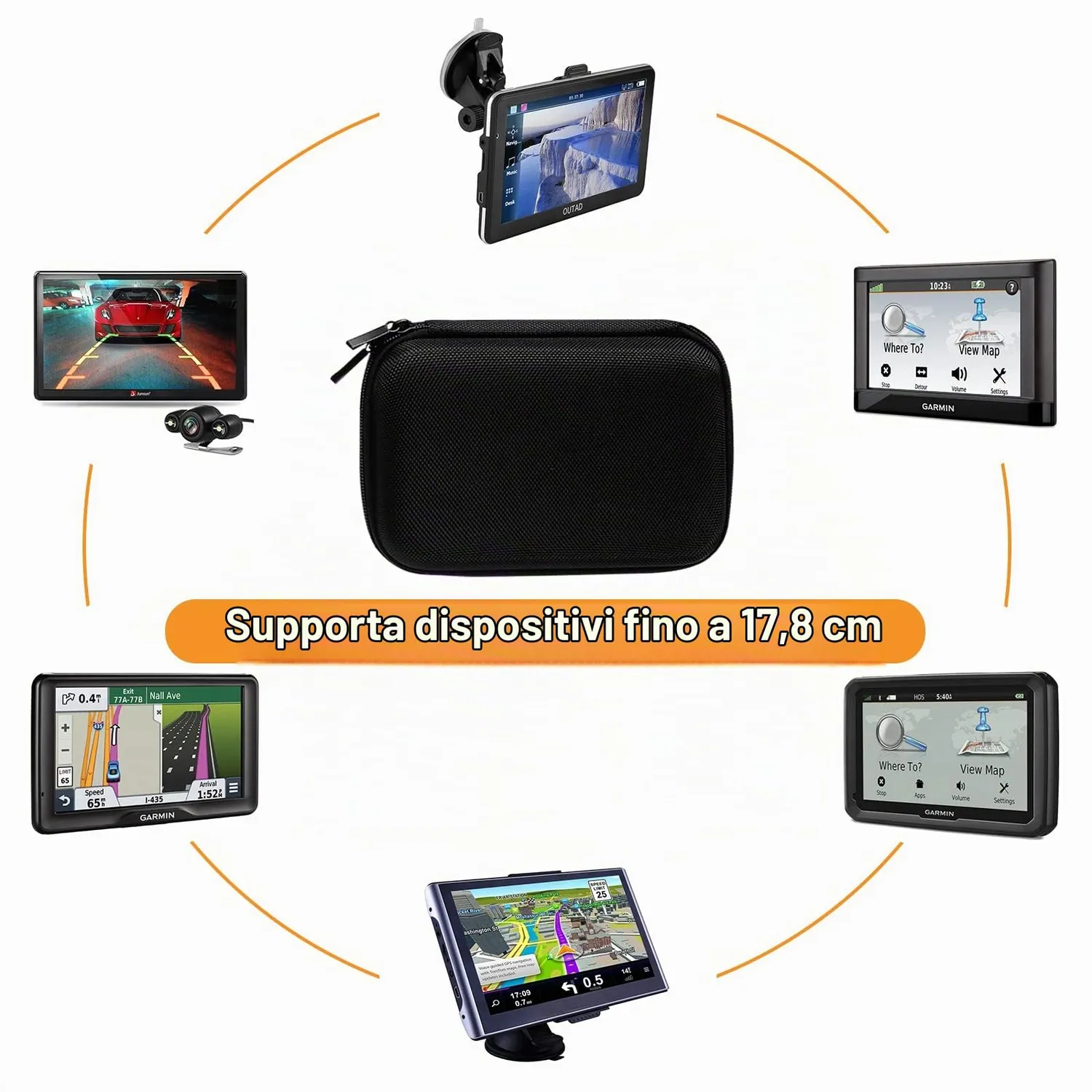 MoKo custodia GPS 7 pollici nera 18 cm imbottita