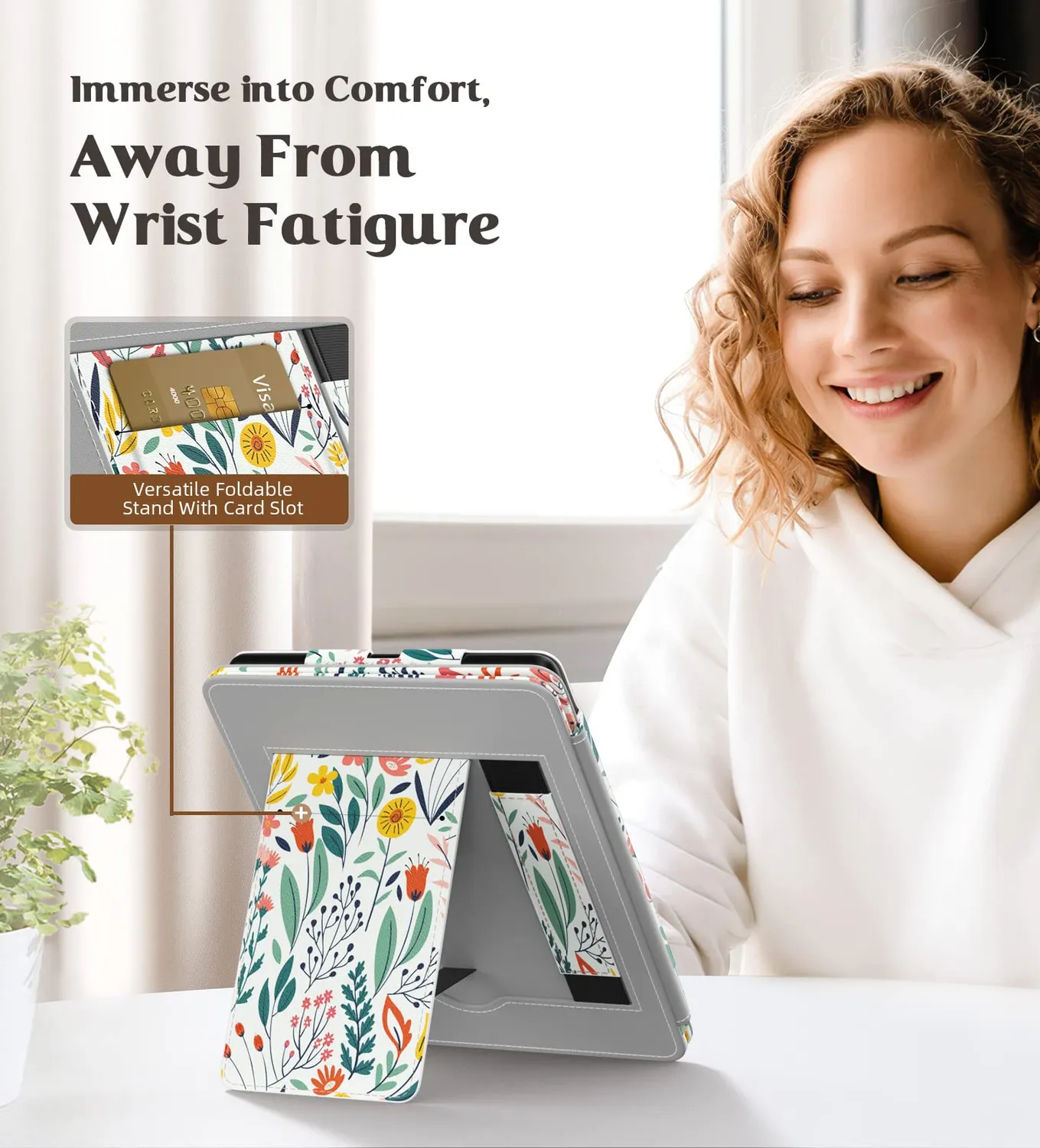 MoKo Cover Kindle Paperwhite 6,8" Fiori con stand