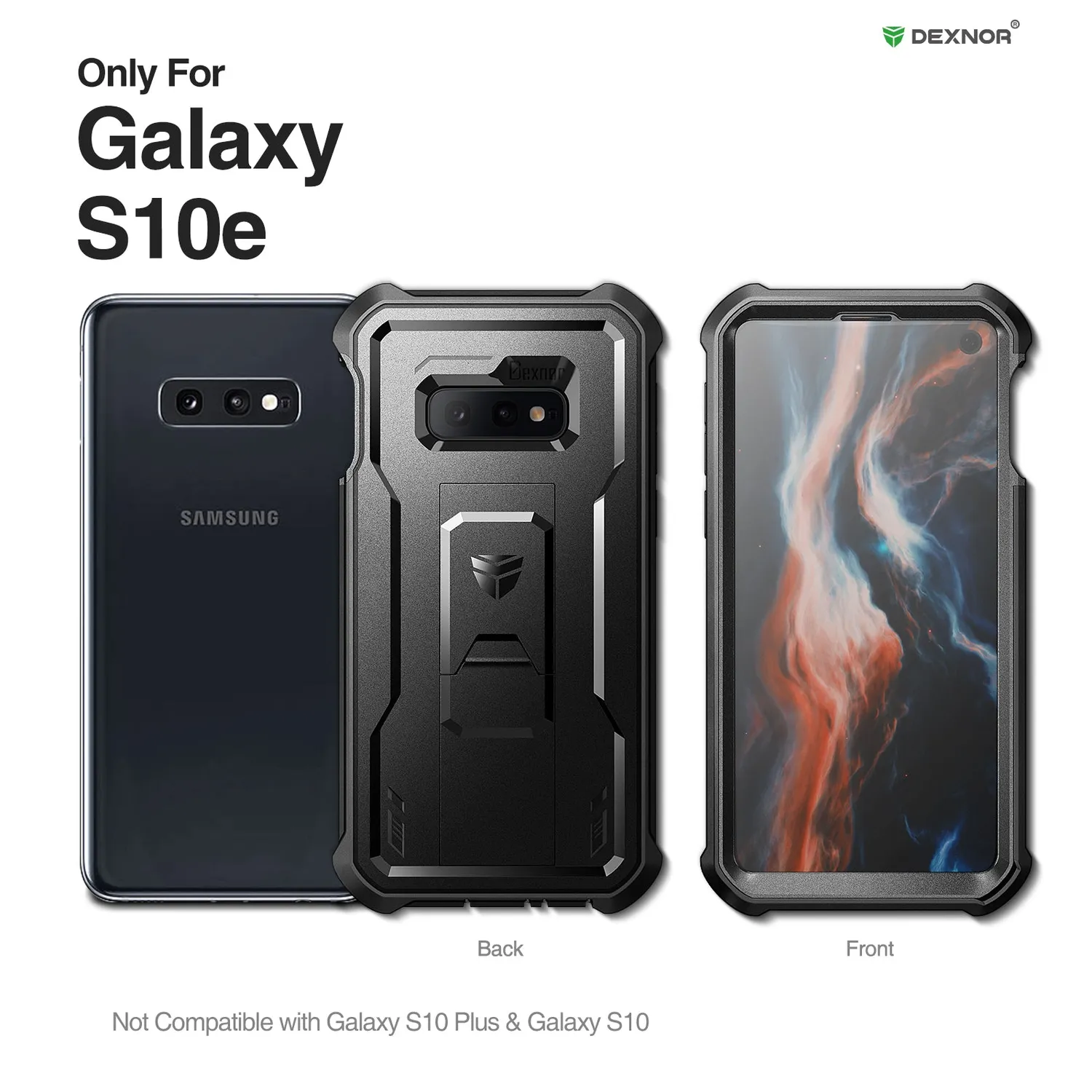 Dexnor Galaxy S10E cover nera anturto con kickstand