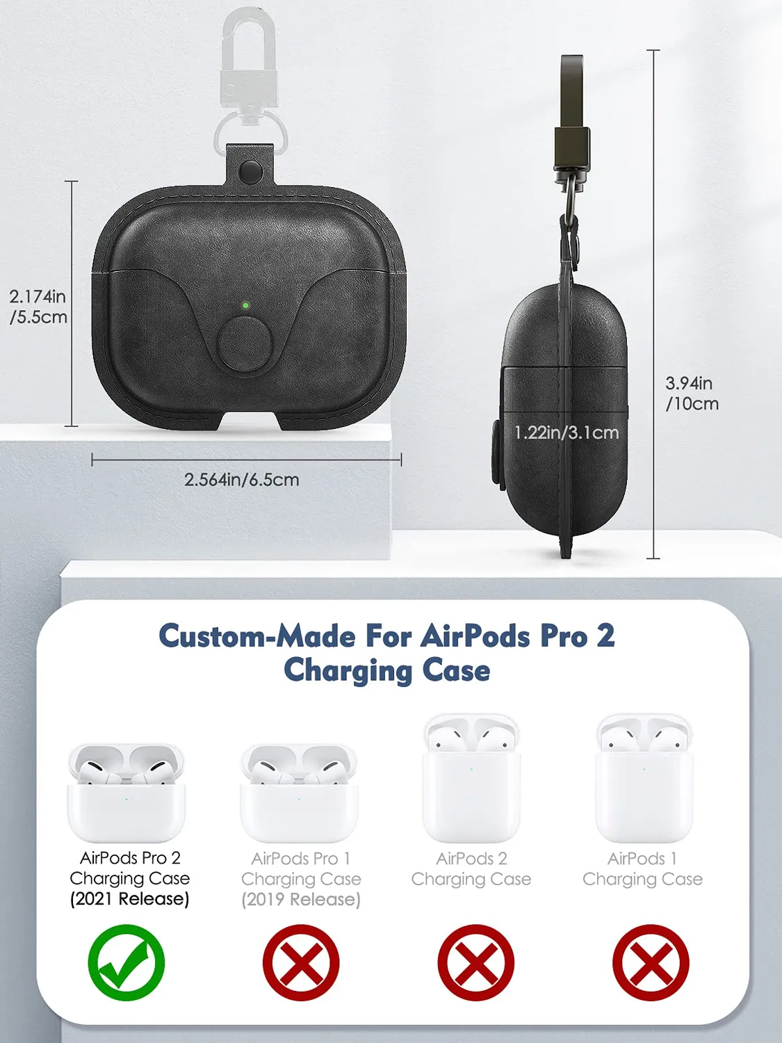 MoKo Custodia AirPods 3 Pelle PU Nera Magnetica