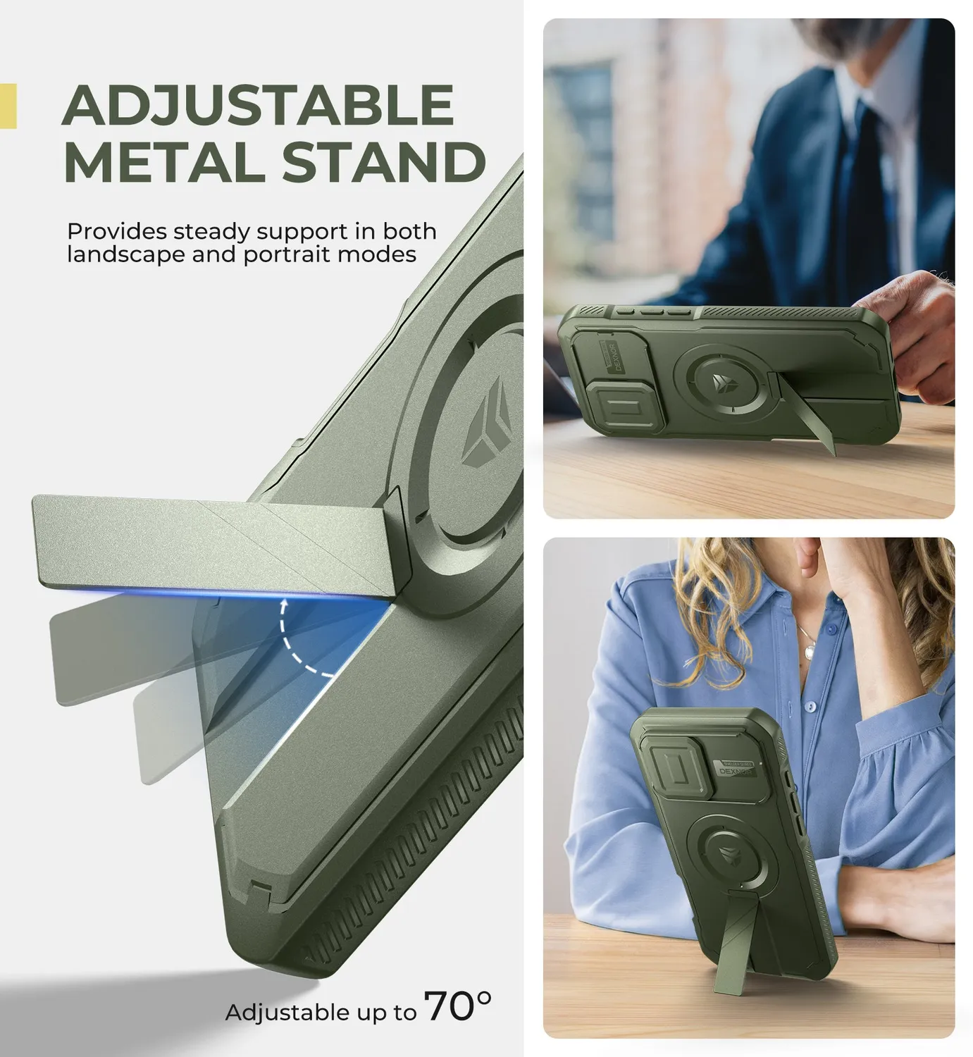 Dexnor cover iPhone 16 Pro Max verde MagSafe con stand