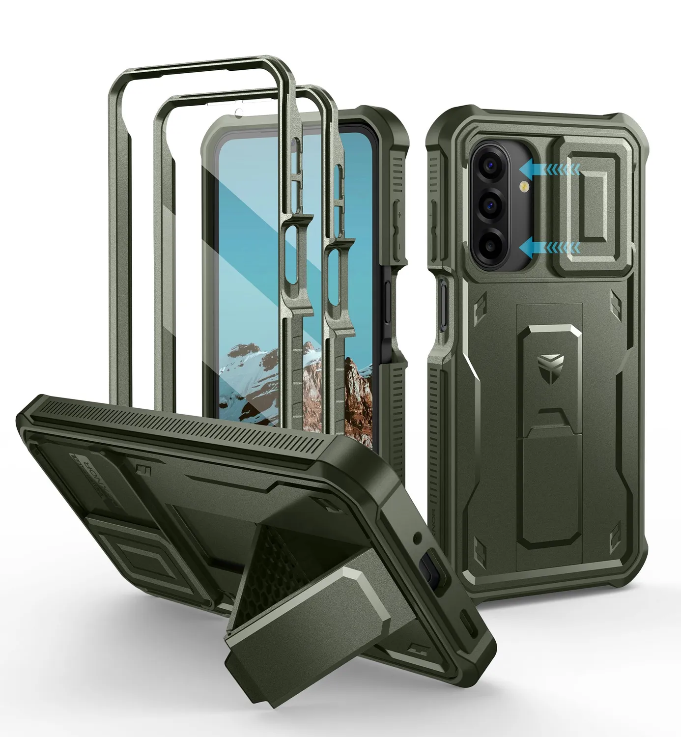 Dexnor cover Galaxy A17 5G nera con coprilente e stand