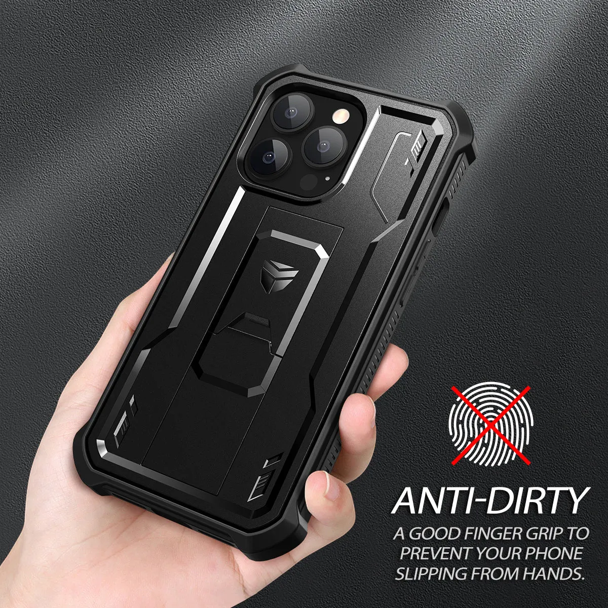Dexnor iPhone 13 Pro custodia nera antiurto con cavalletto