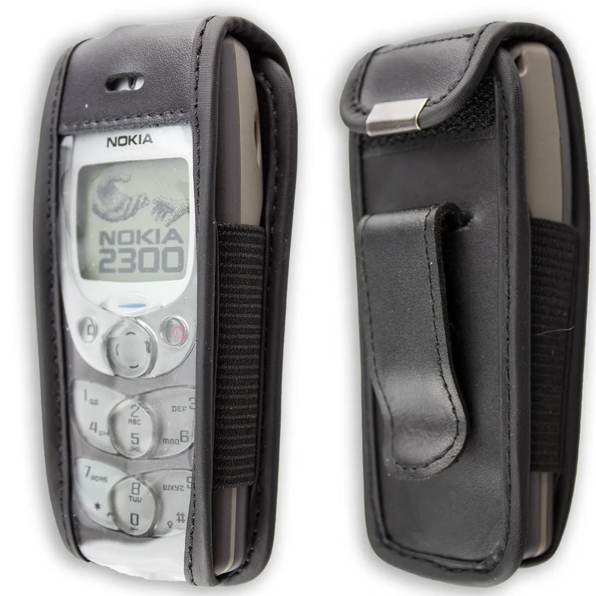 caseroxx tasca Nokia 2300 vera pelle nera con finestra